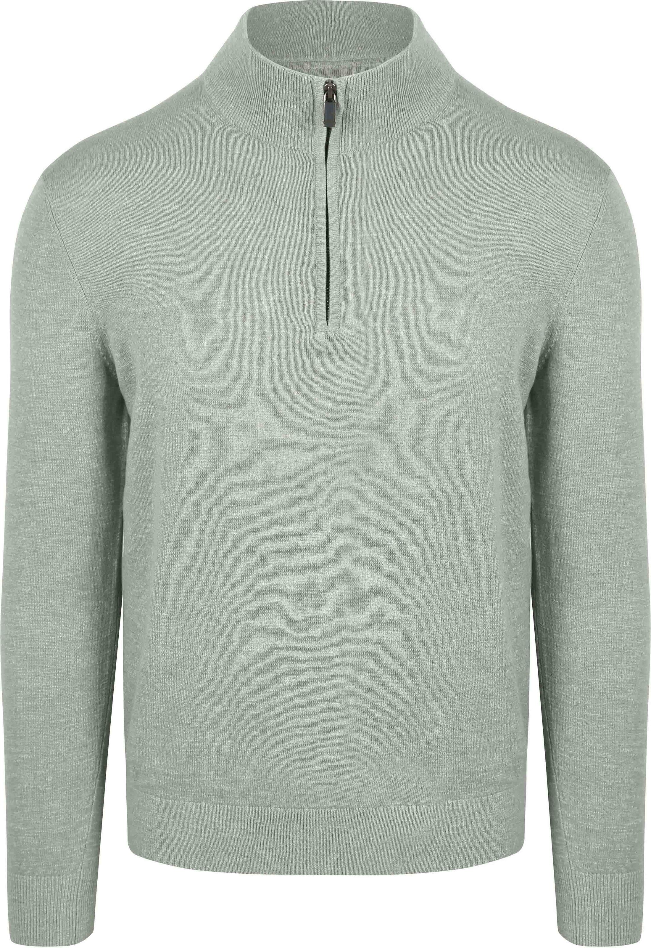 Suitable Slub Yarn Halv Zip Trøje Grøn PU-MO-SLUBPLAIN-25.02 FCD 38226 green