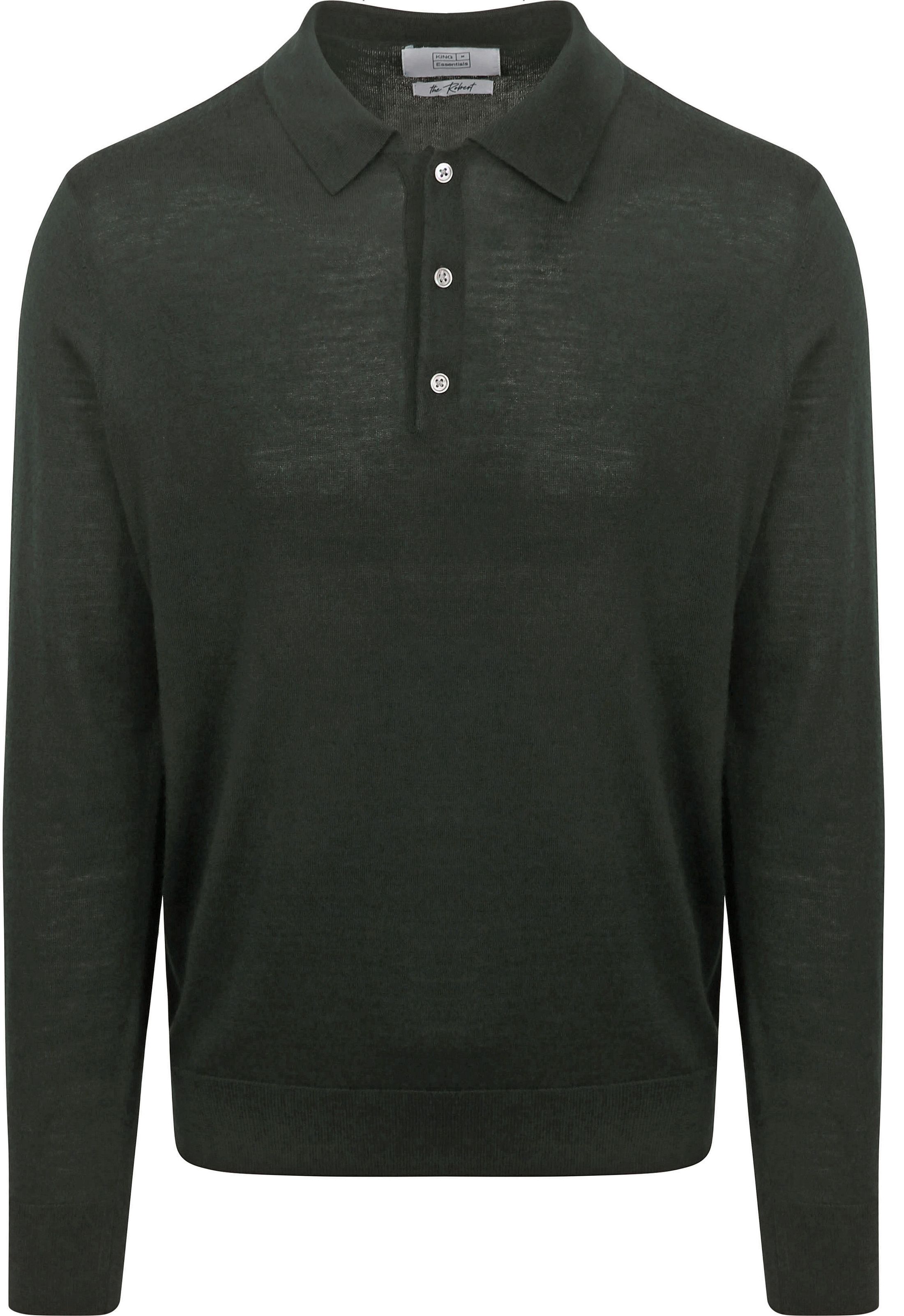 King Essentials Robert Langermet Poloskjorte Merino Mørkegrønn KM111030002-G035T