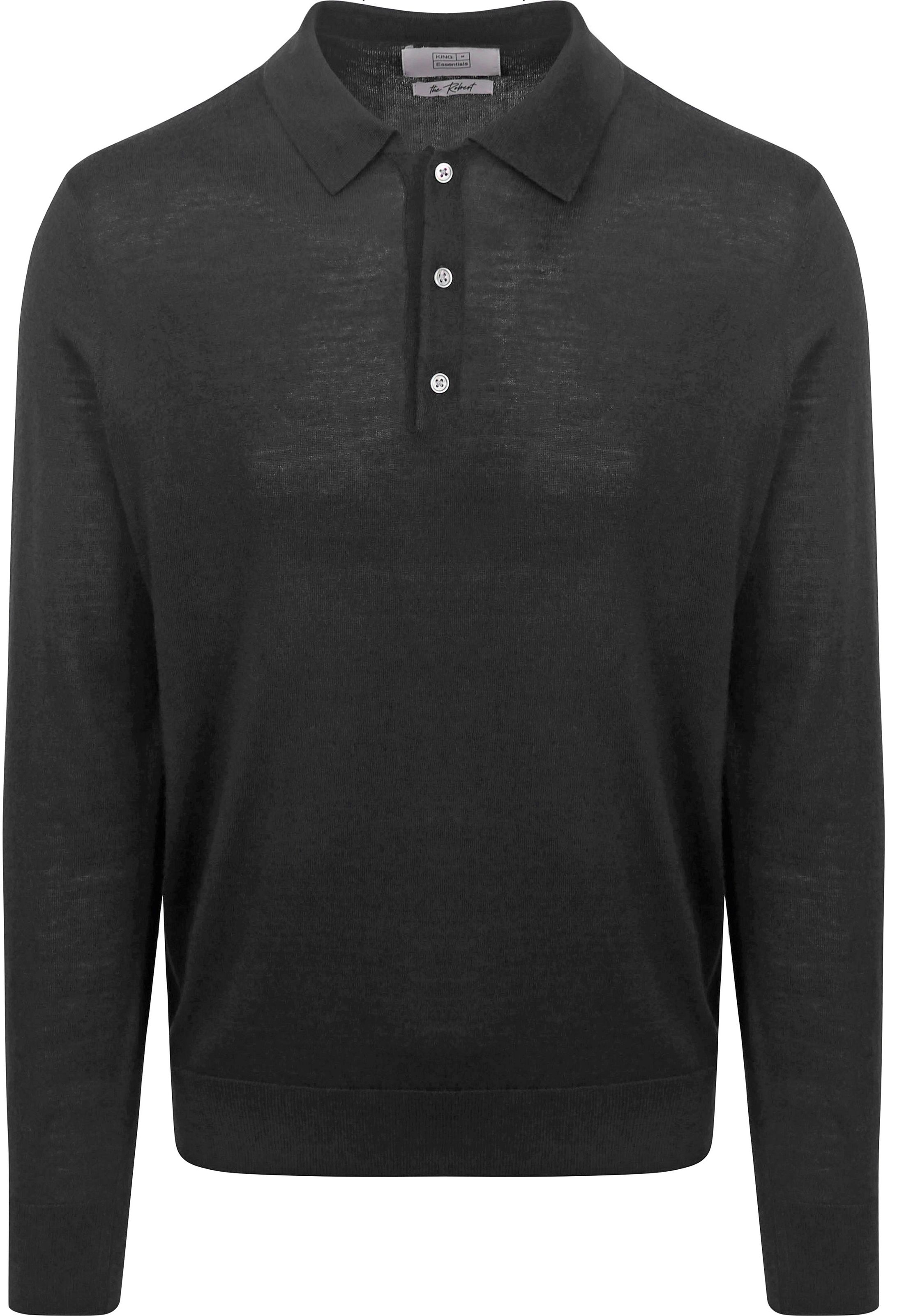King Essentials The Robert Langærmet Poloshirt i Merino Sort KM111030002-C000T