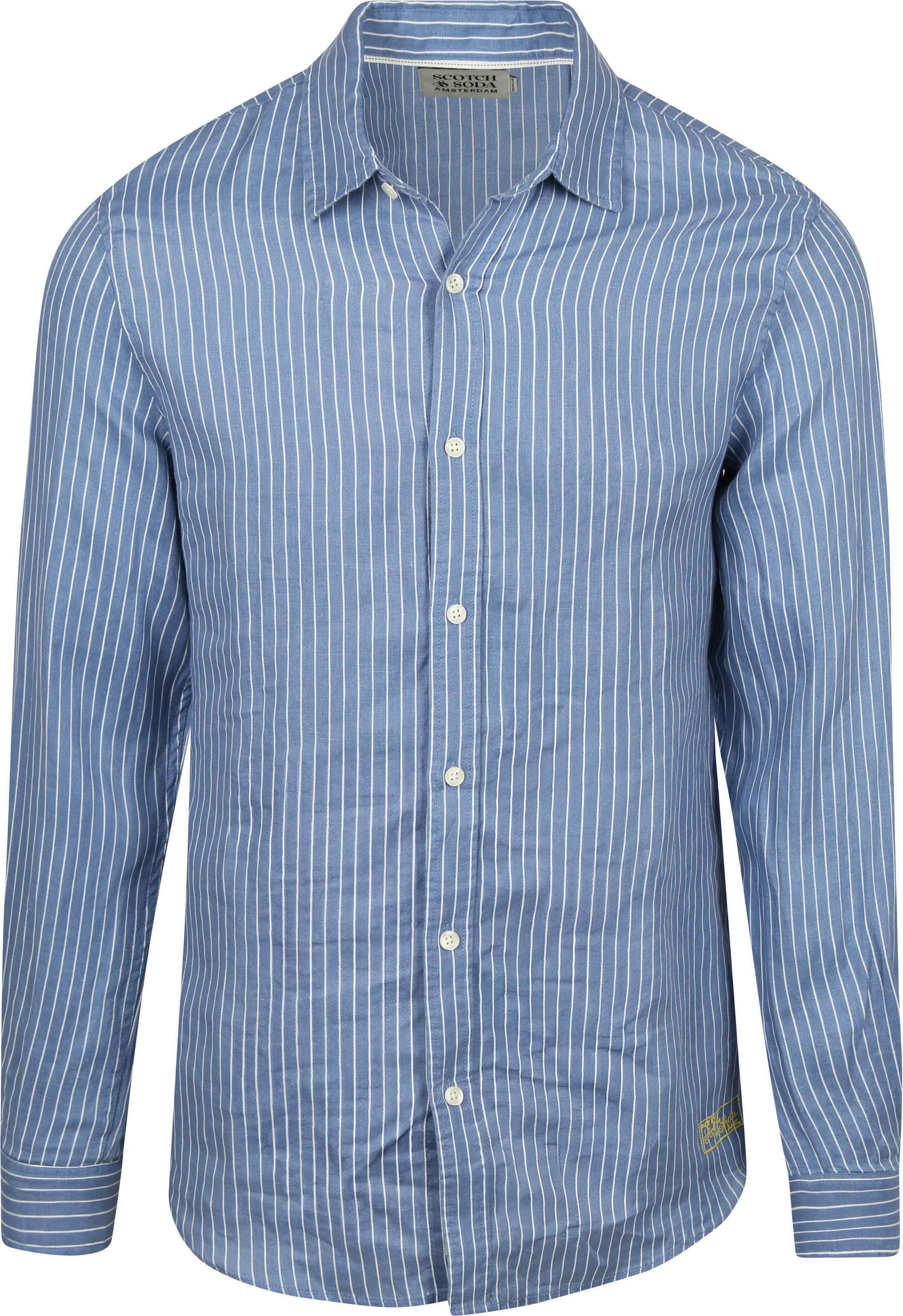 Scotch and Soda Linnen Hemd Streep Blauw 183096-410 kopen | Suitable