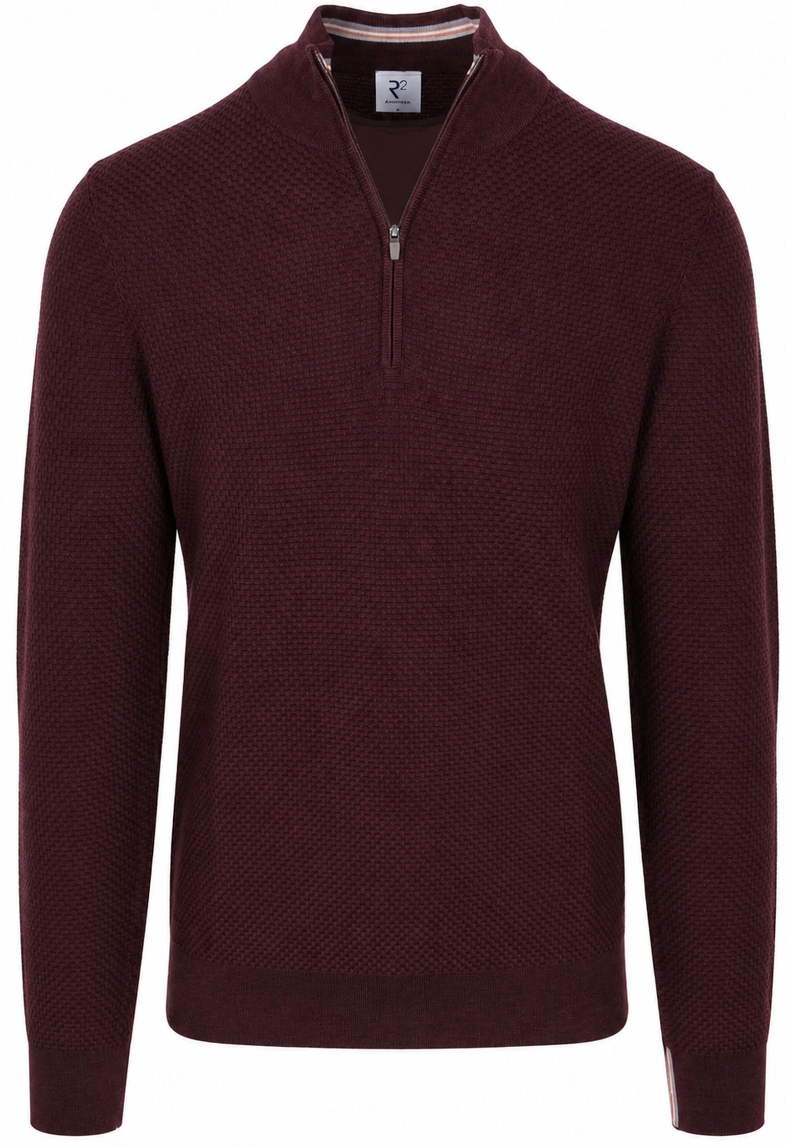 R2 Pullover Half Zip Structured Bordeaux 134.ZIP.001-080 kopen | Suitable