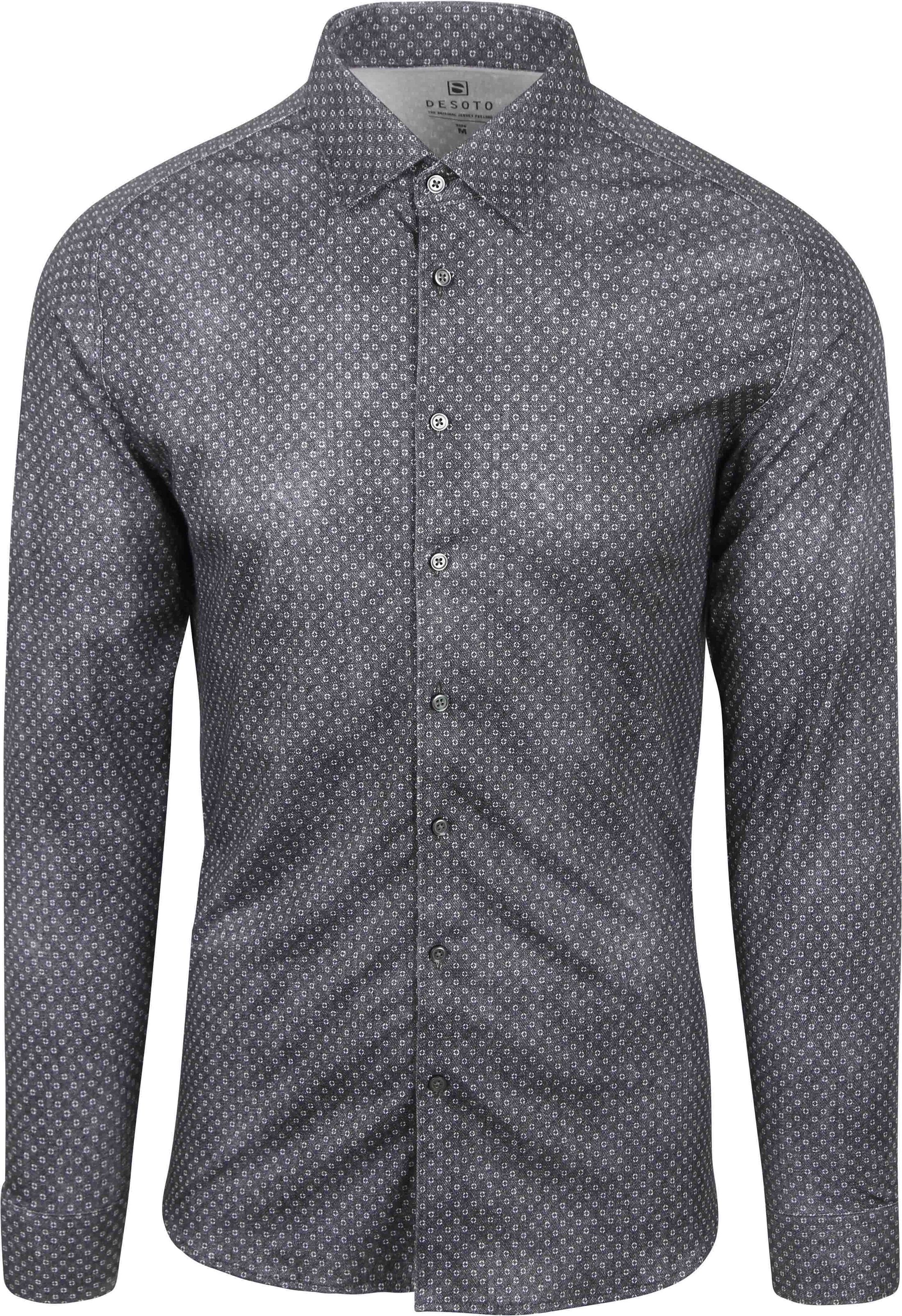 Desoto Hemd Print Denim Donkerblauw 87328-3-749 kopen | Suitable
