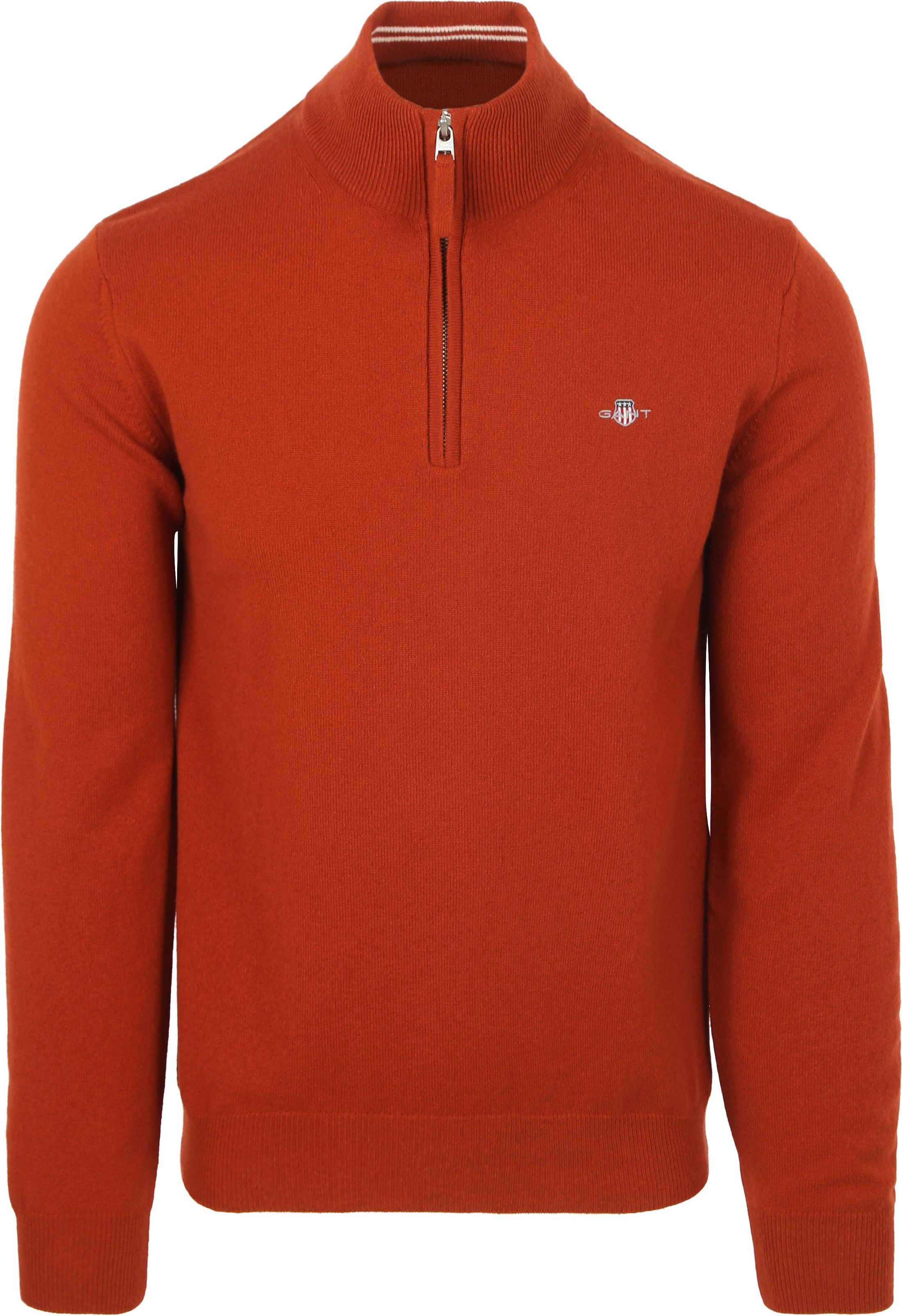 Gant Halfzip Wool Sweater Logo Rust order online | 87213-623 | Suitable Liechtenstein