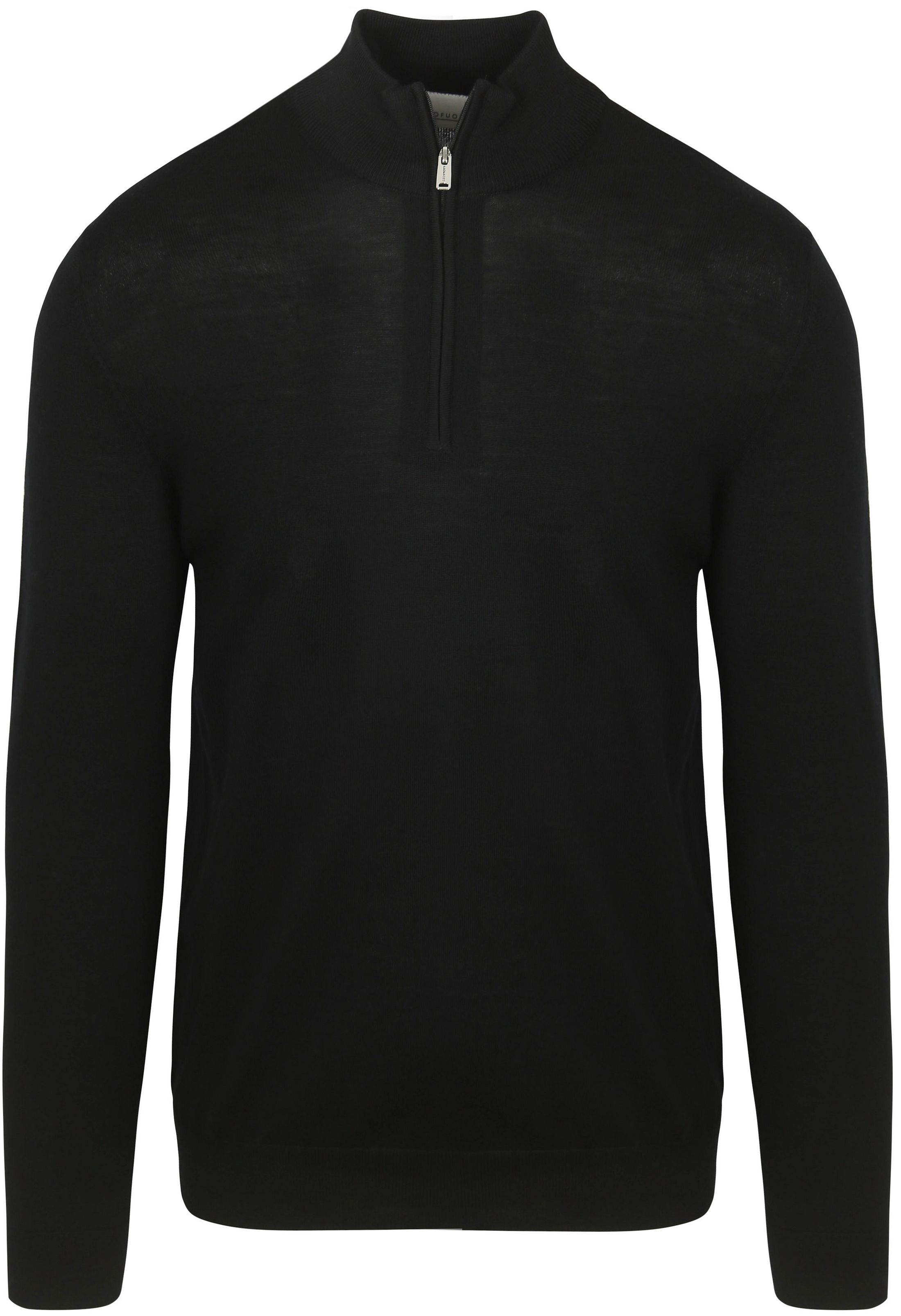 Profuomo Halv Lynlås Pullover i Merinould Sort PPWJ30003G-A