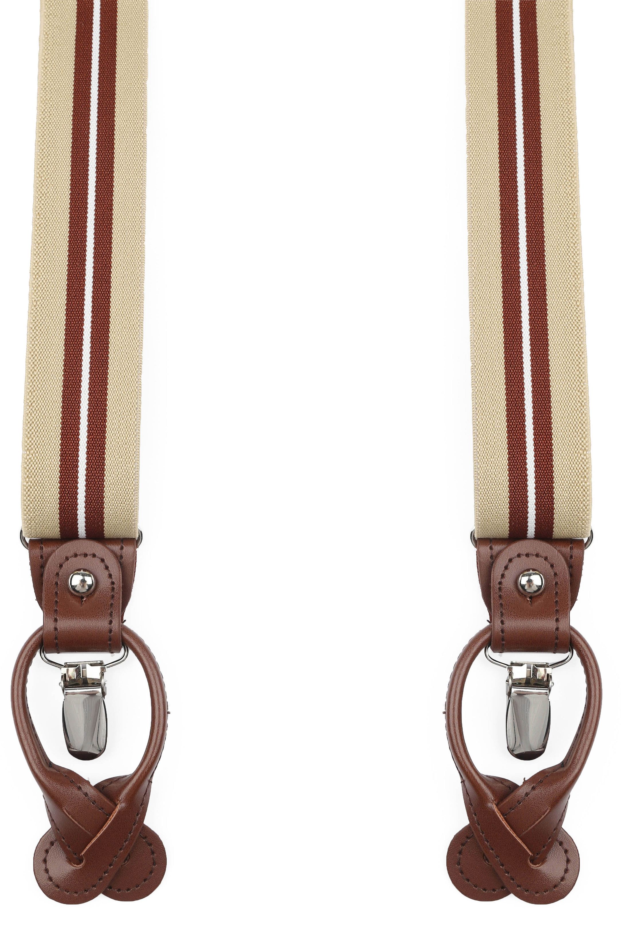 Suitable Luxe Bretellen Streep Beige SUS-Y-LUX-3,5 cm beige/bordeaux stripe kopen | Suitable