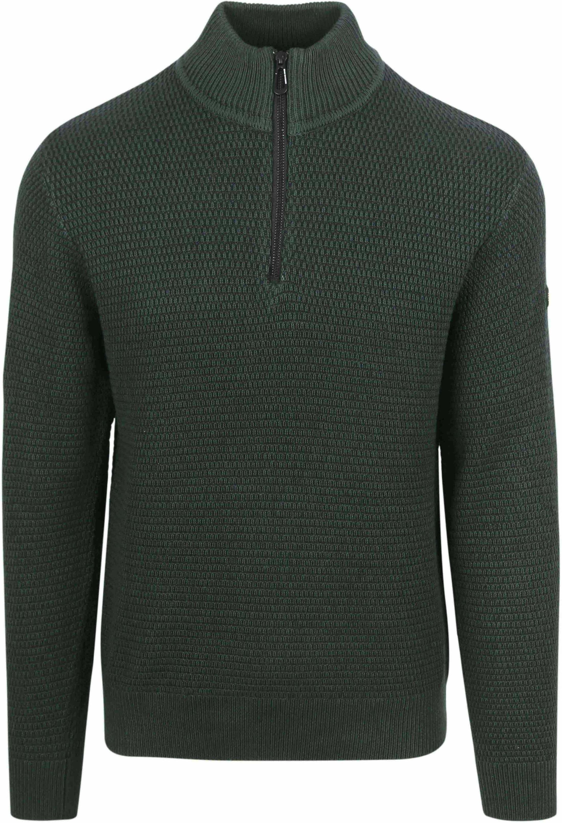 Køb No Excess Halv Lynlås Pullover Struktur Melange Mørkegrøn 25230904-052 | Suitable