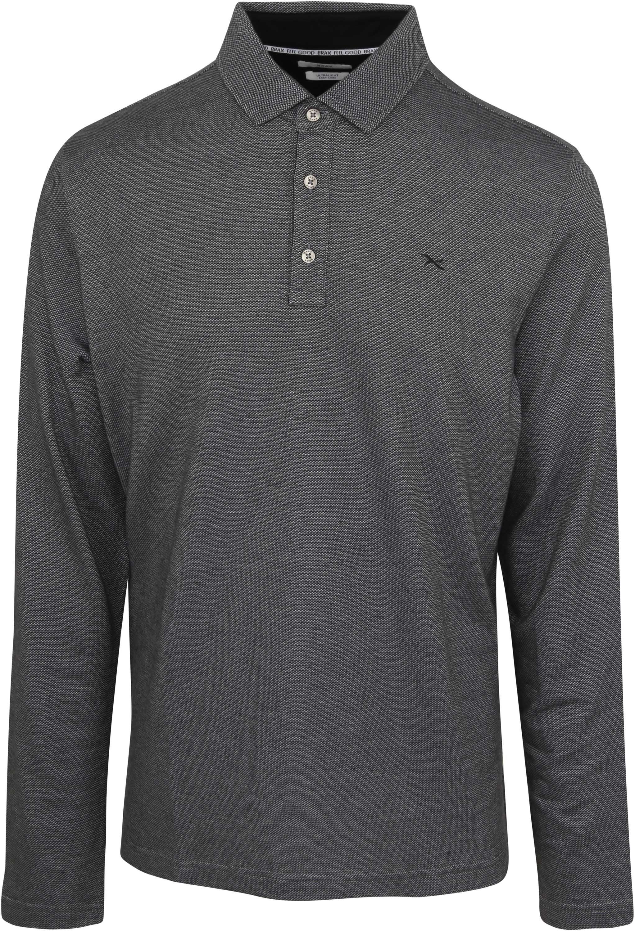 Brax Longsleeve Polo Melange Black 21-4757 70431100-02 order online | Suitable