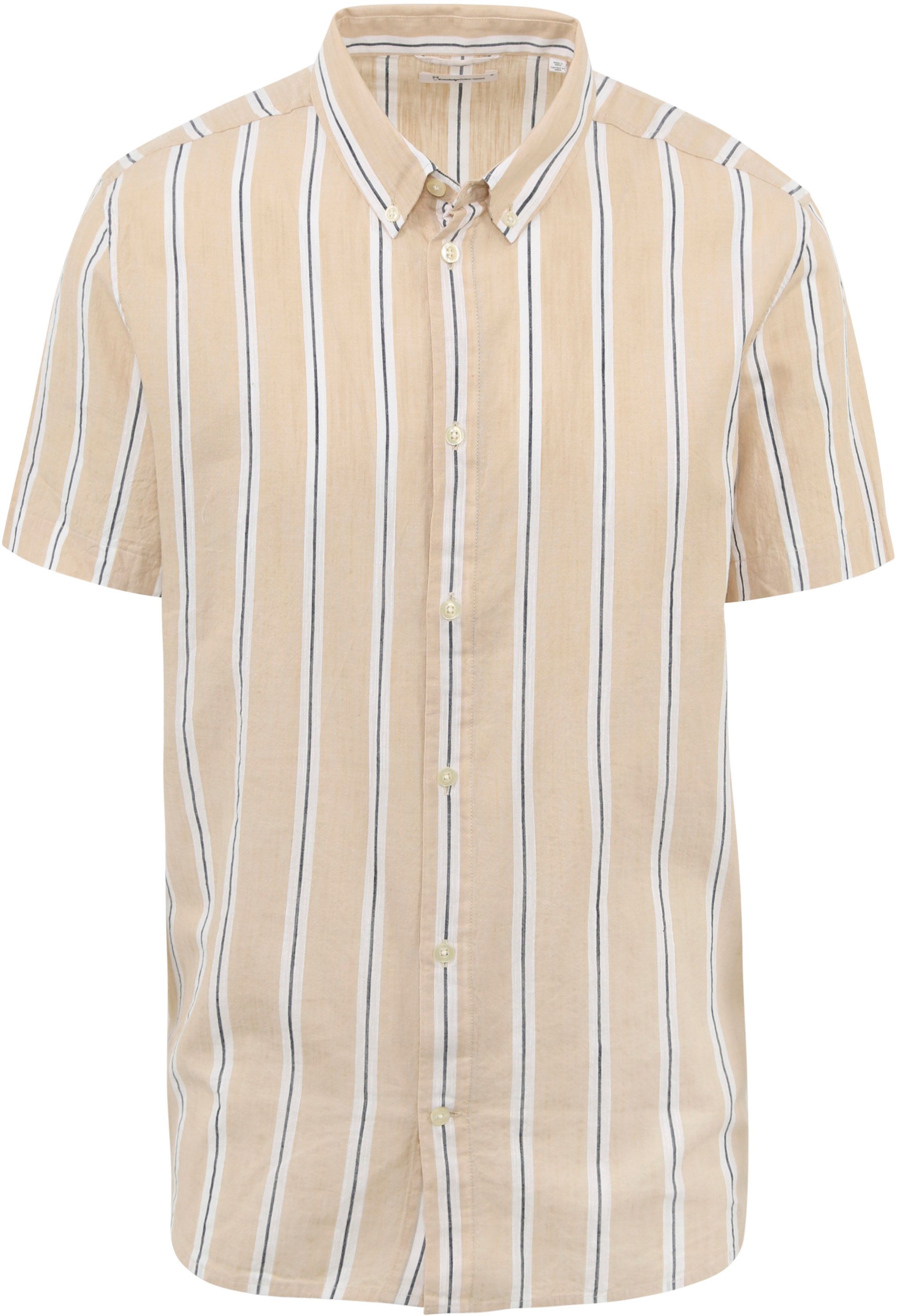 KnowledgeCotton Apparel Skjorte Stripe Beige 1090013-8002 Stripe - safari