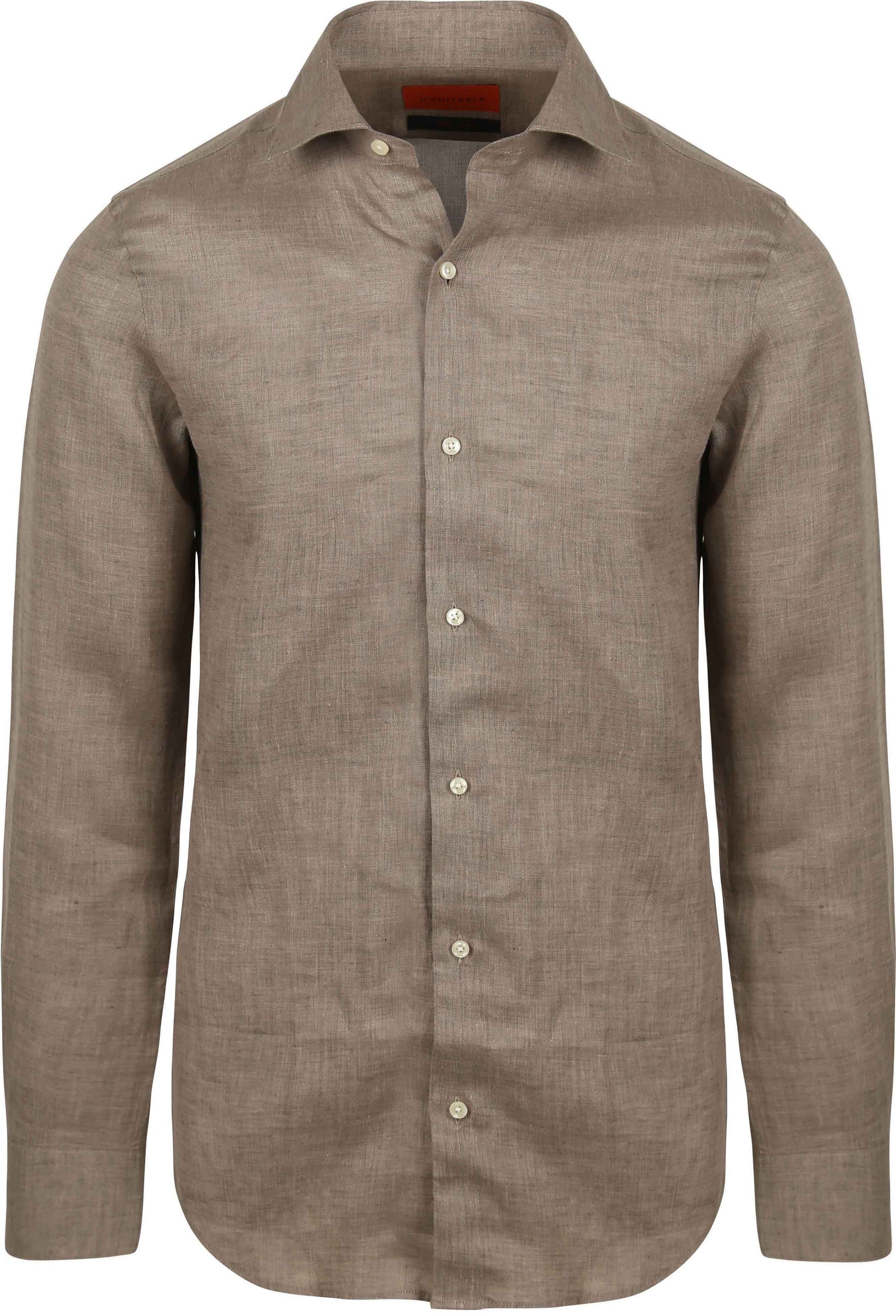 Suitable Camicia Taupe SH-LIN-CLAS-25.03 Beige 