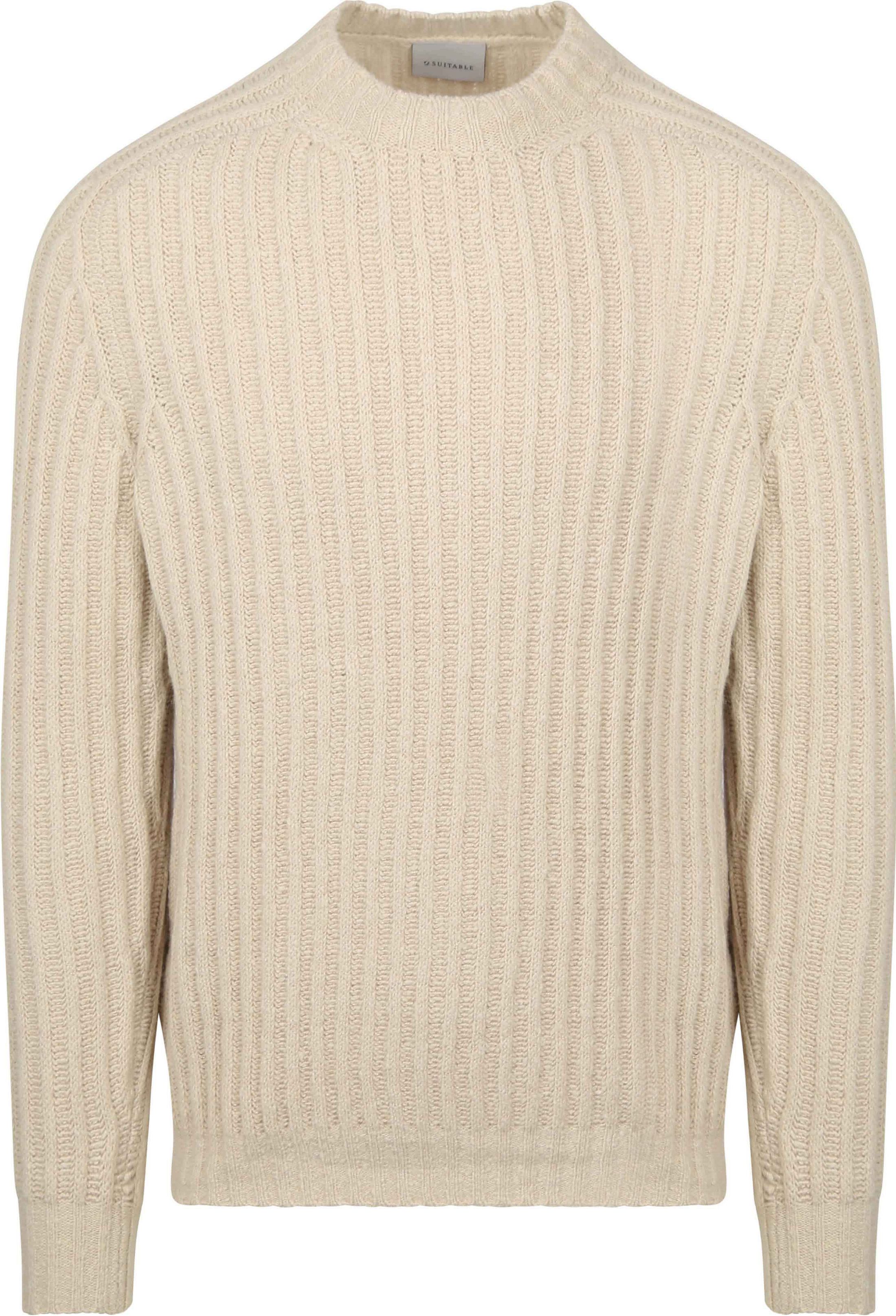 Suitable Tröja i kokt ull Ecru PU-BOIW-CRRIB-25.01 FCD Ecru 38126