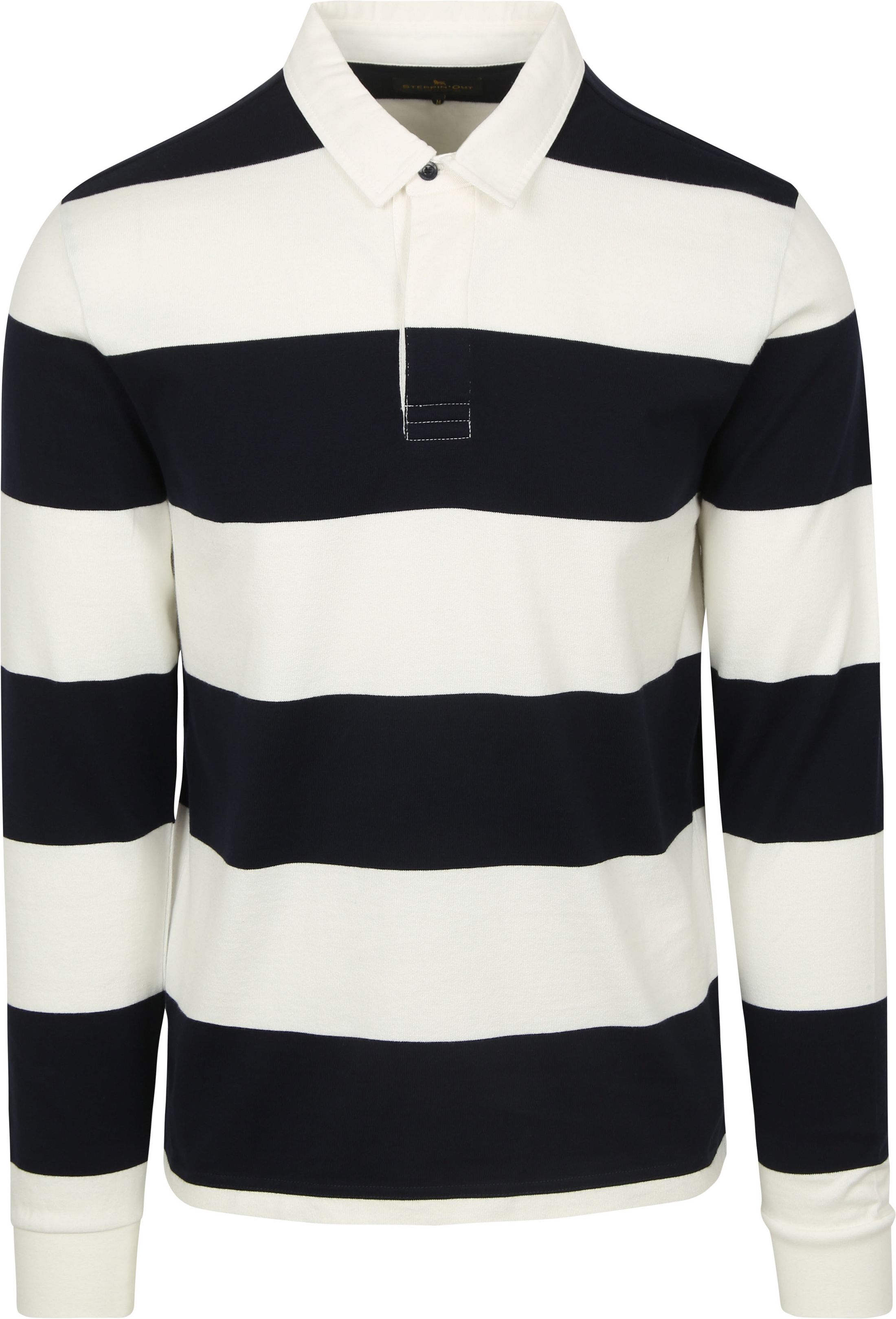 Steppin' Out Rugby Polo Rayures Marine Blanc PU-RUGSTR-STEP-01 navy commander en ligne | Suitable