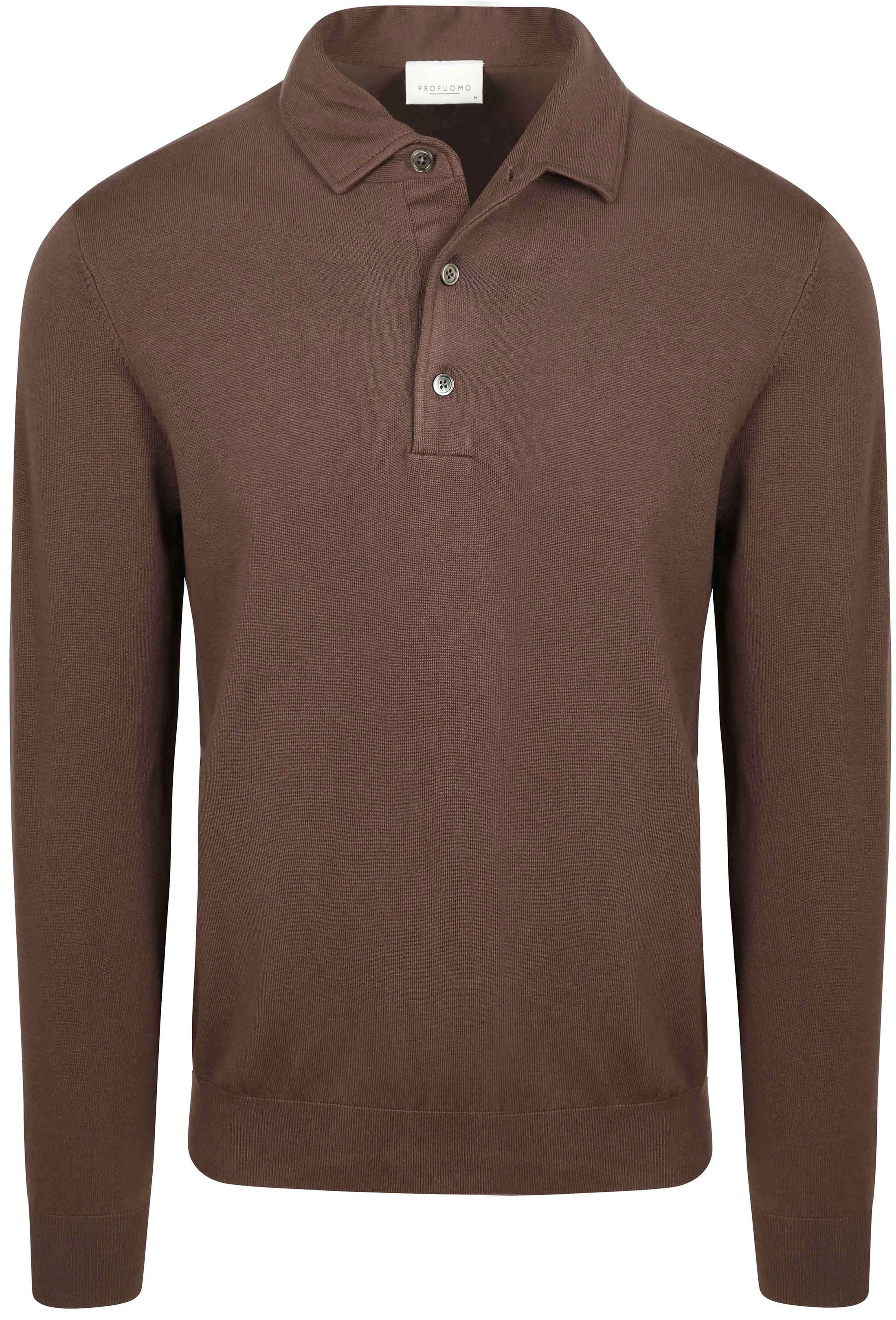 Profuomo Longsleeve Poloshirt Luxury Basic Bruin PPXJ10005B-H kopen | Suitable