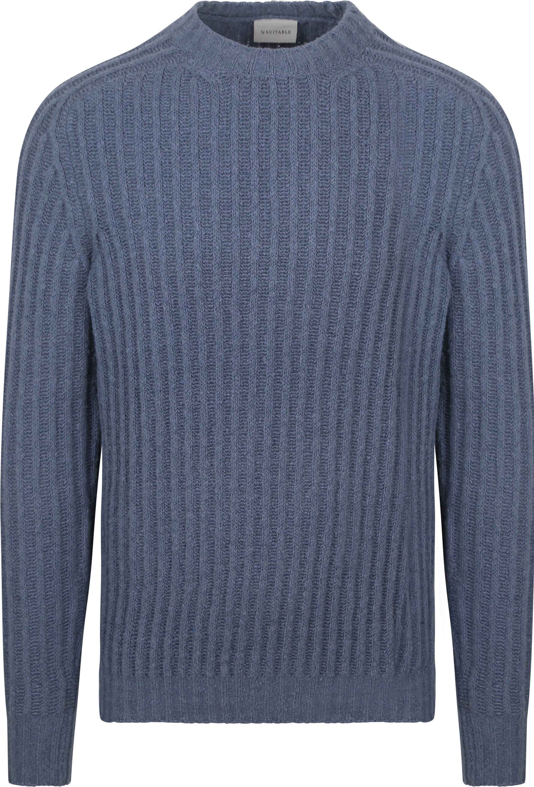 Suitable Genser Kokt Ull Blå PU-BOIW-CRRIB-25.02 FCD Mid blue 38091