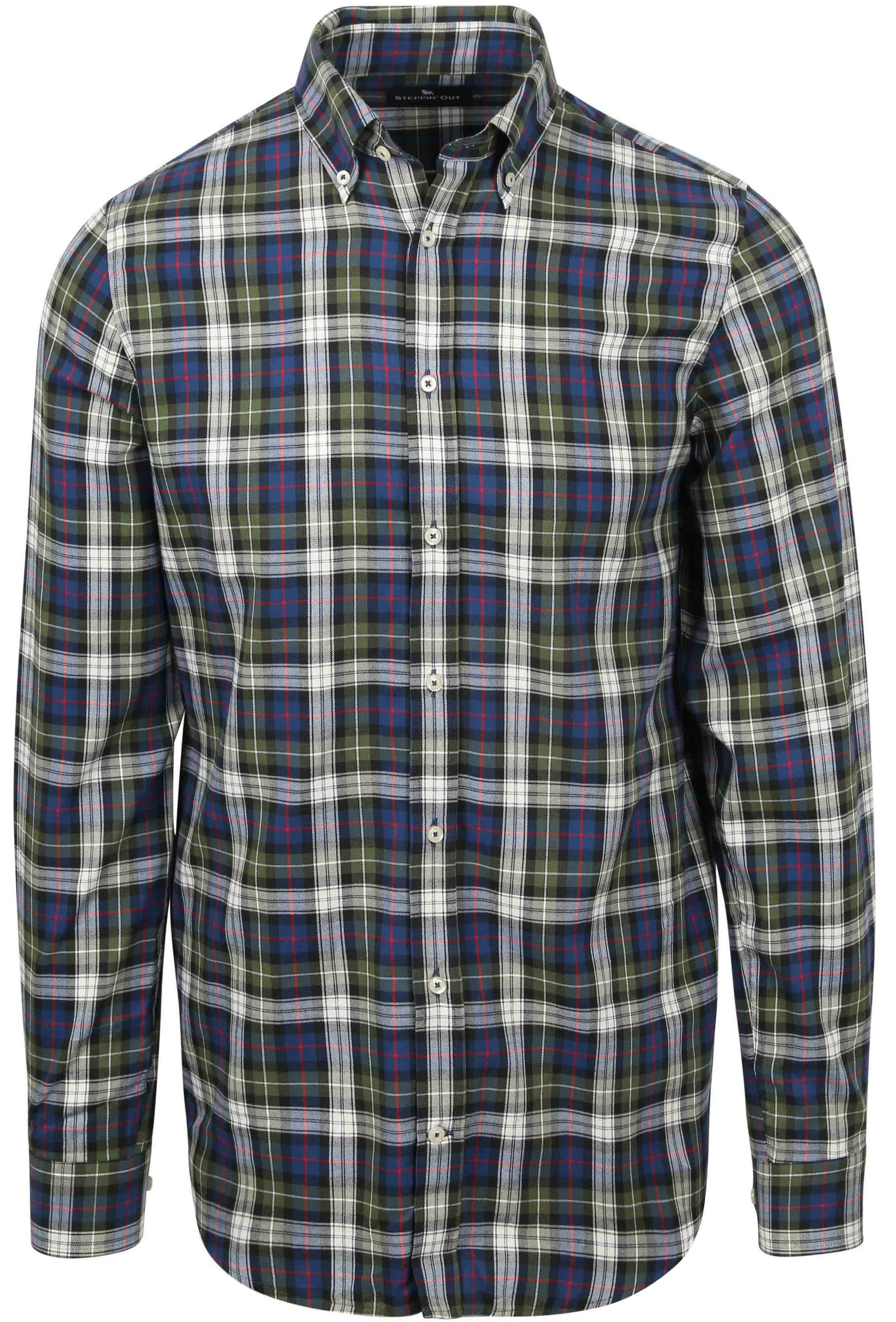 Steppin' Out Overhemd Flanel Checks Groen Blauw  SH-FLANBD-SO-25.02 kopen | Suitable