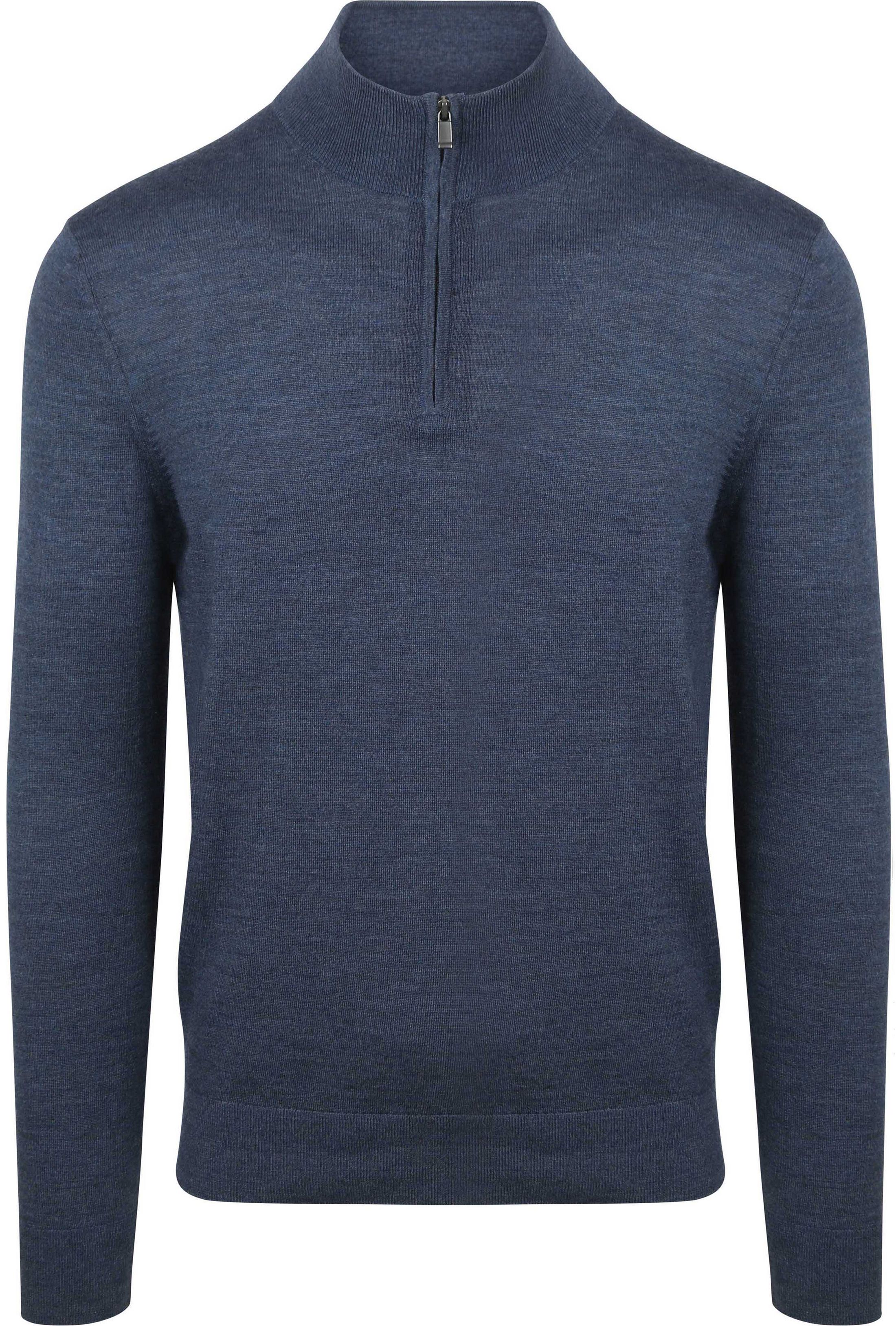 Suitable Merino Half Zip Trui Denim Blauw PU-MRI-HZ-25-DE - 5M0662 denim kopen | Suitable