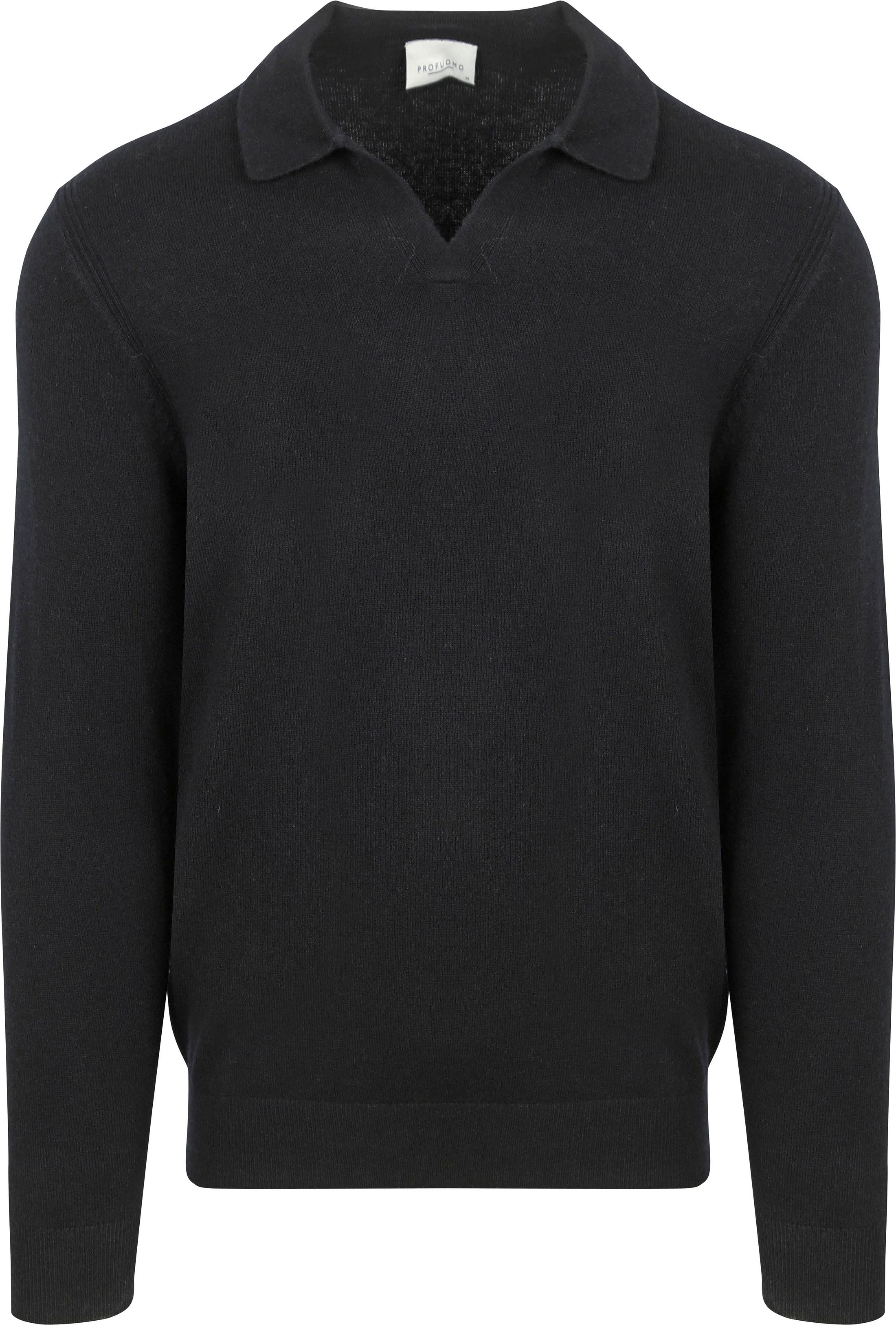 Profuomo Langermet Poloskjorte Ullblanding Marineblå PPWJ30022C-P