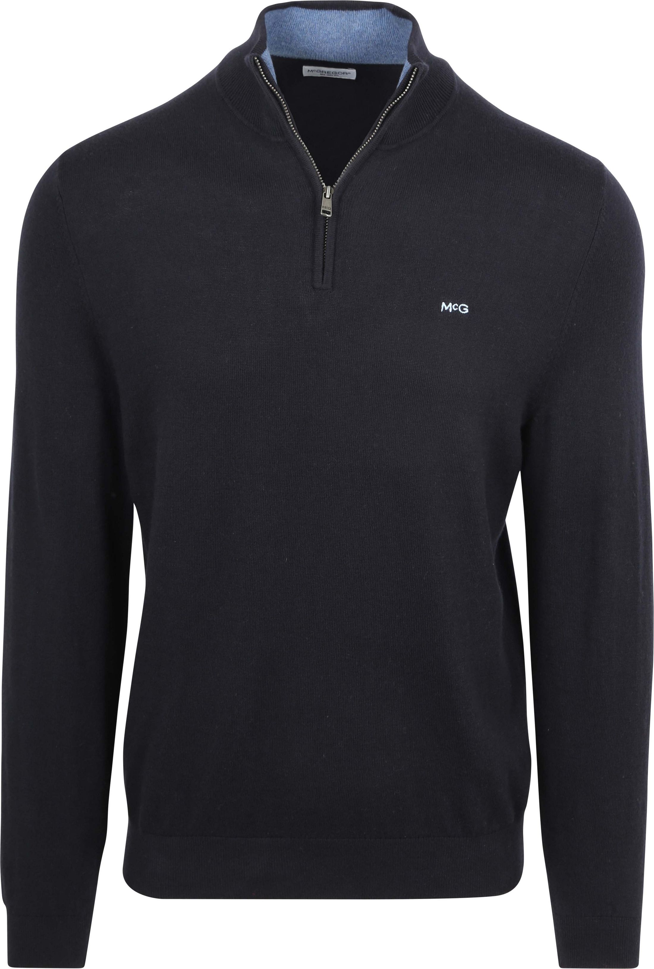 McGregor Half-Zip Strik Cotton Cashmere Marineblå Blå Mørkeblå måle 3XL