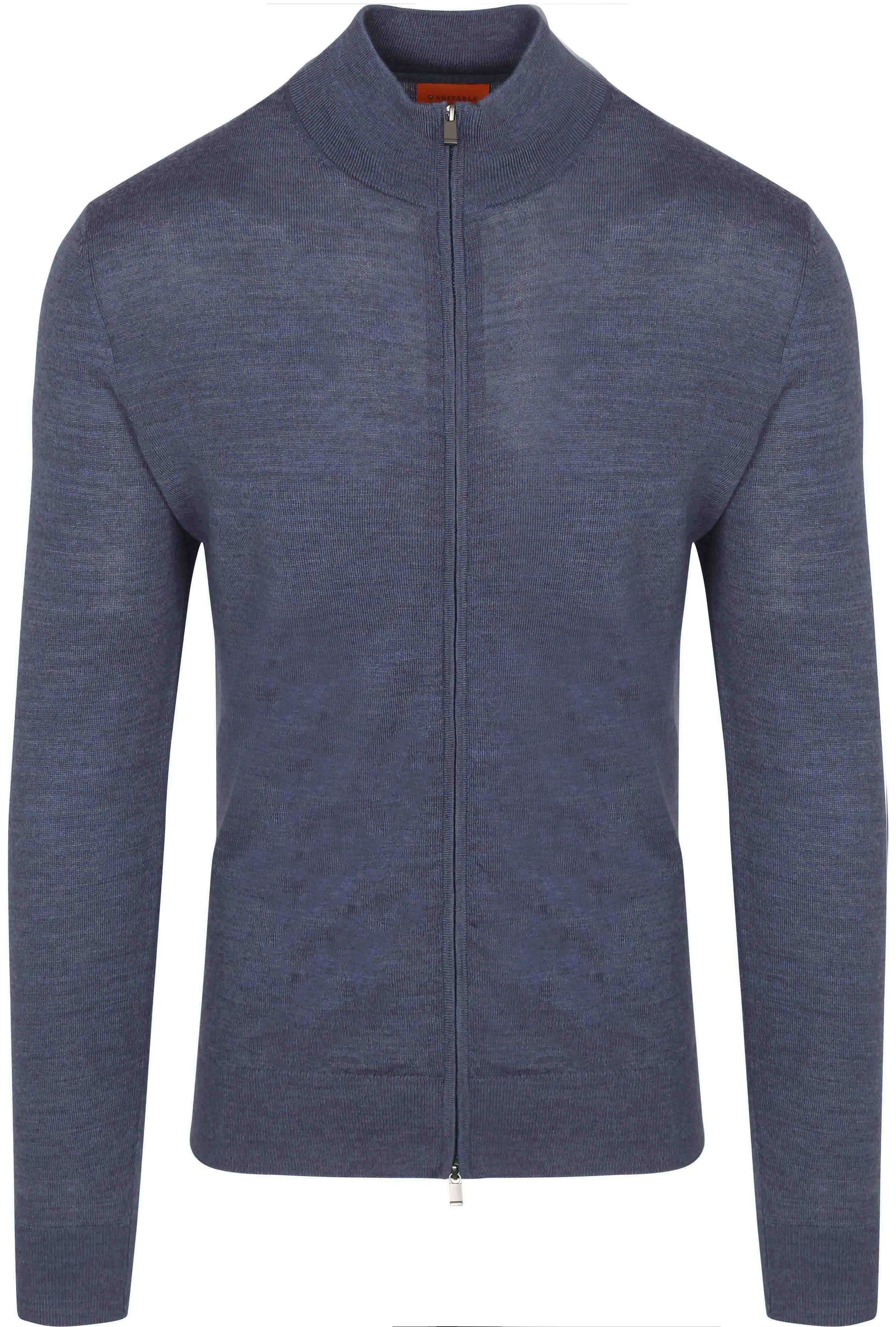 Suitable Cardigan Merino Denim Blå PU-MRI-FZ-24 95421 Denim