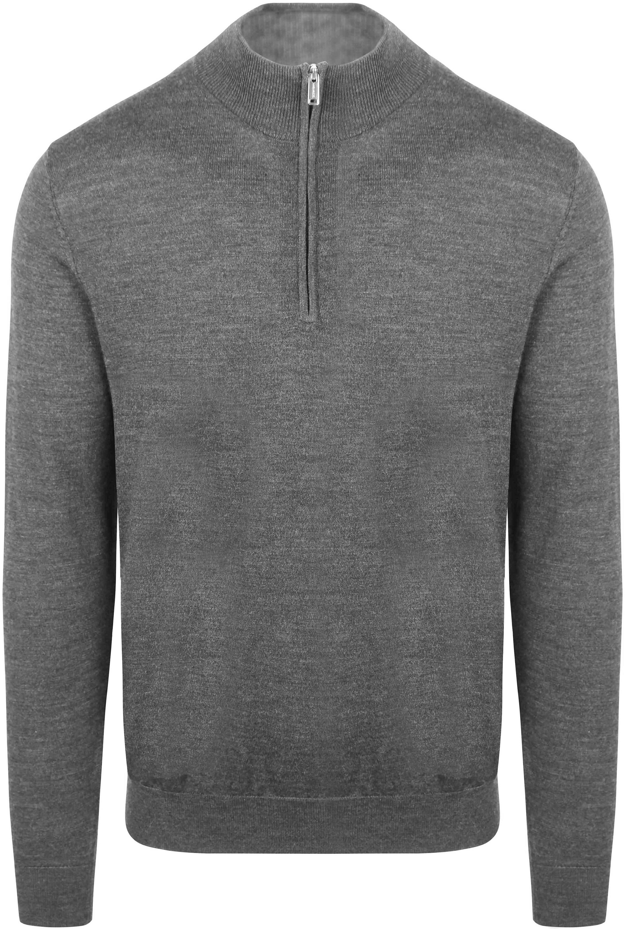 Profuomo Halvveis Glidelås Pullover i Merinoull Grå PP2J00012B-C