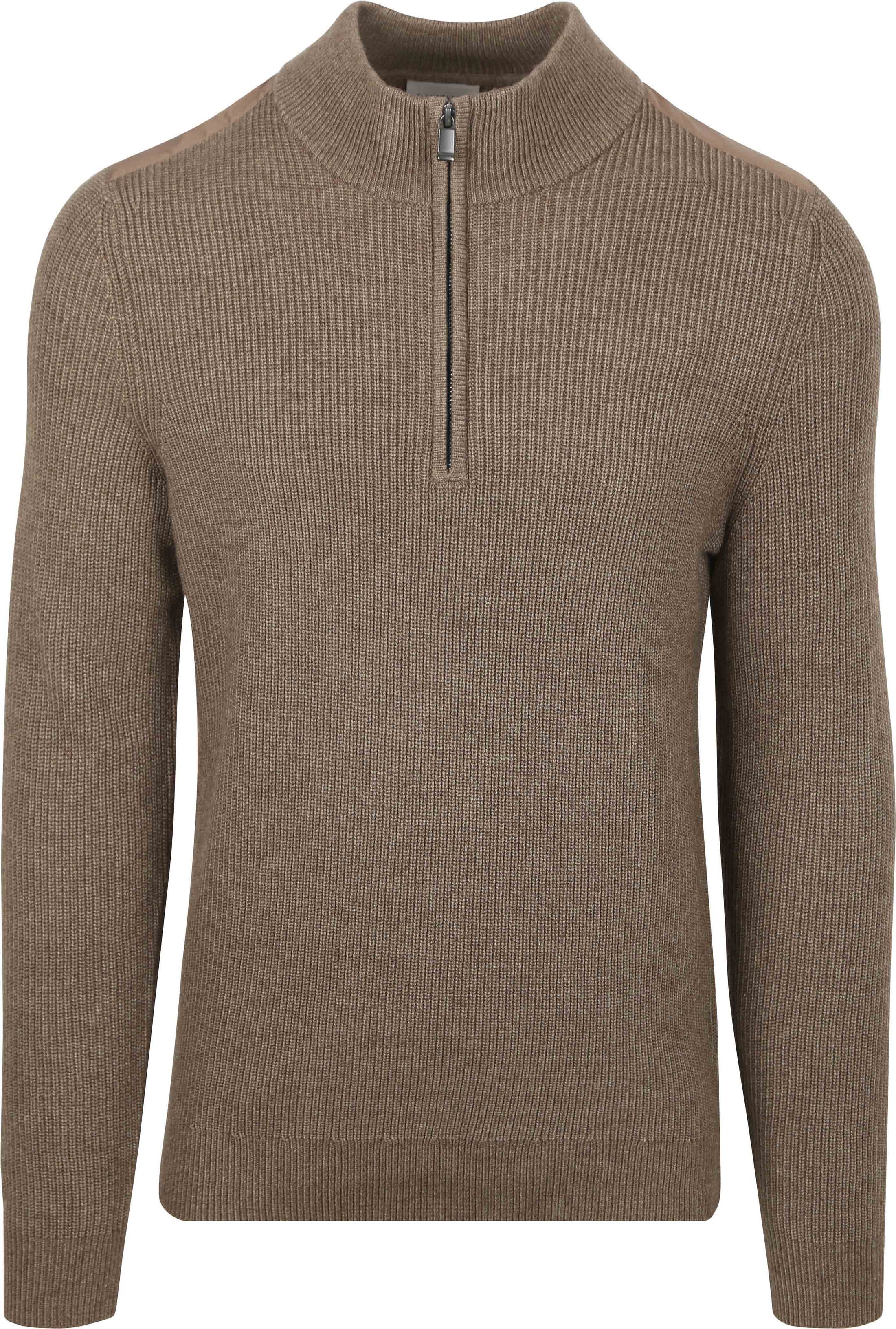 Suitable Half Zip Trøje Patch Taupe PU-COWO-HZP-STBL-25.01 FCD D. Taupe 39861