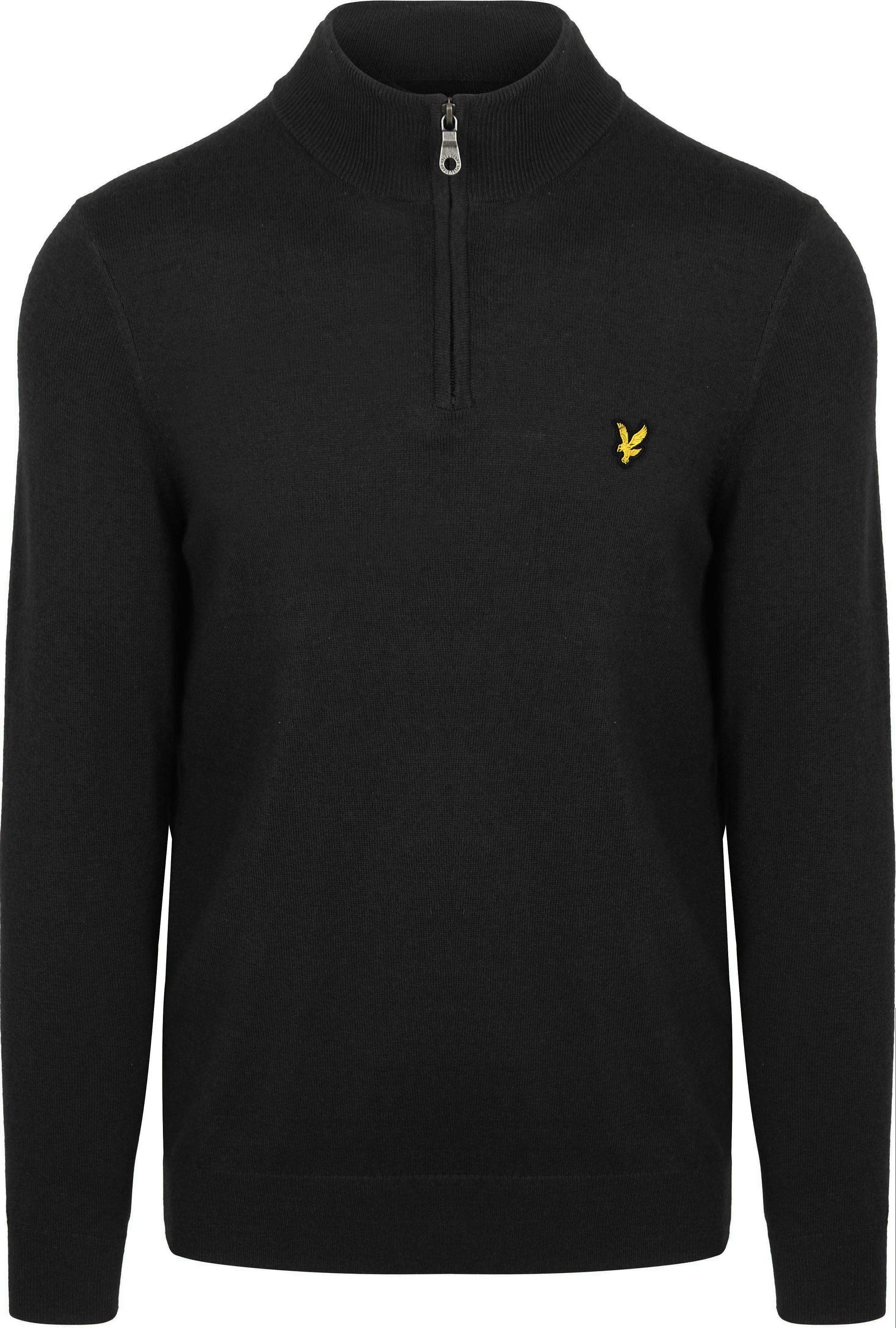 Lyle & Scott Halv lynlås pullover i sort merinould KN2112V-Z865