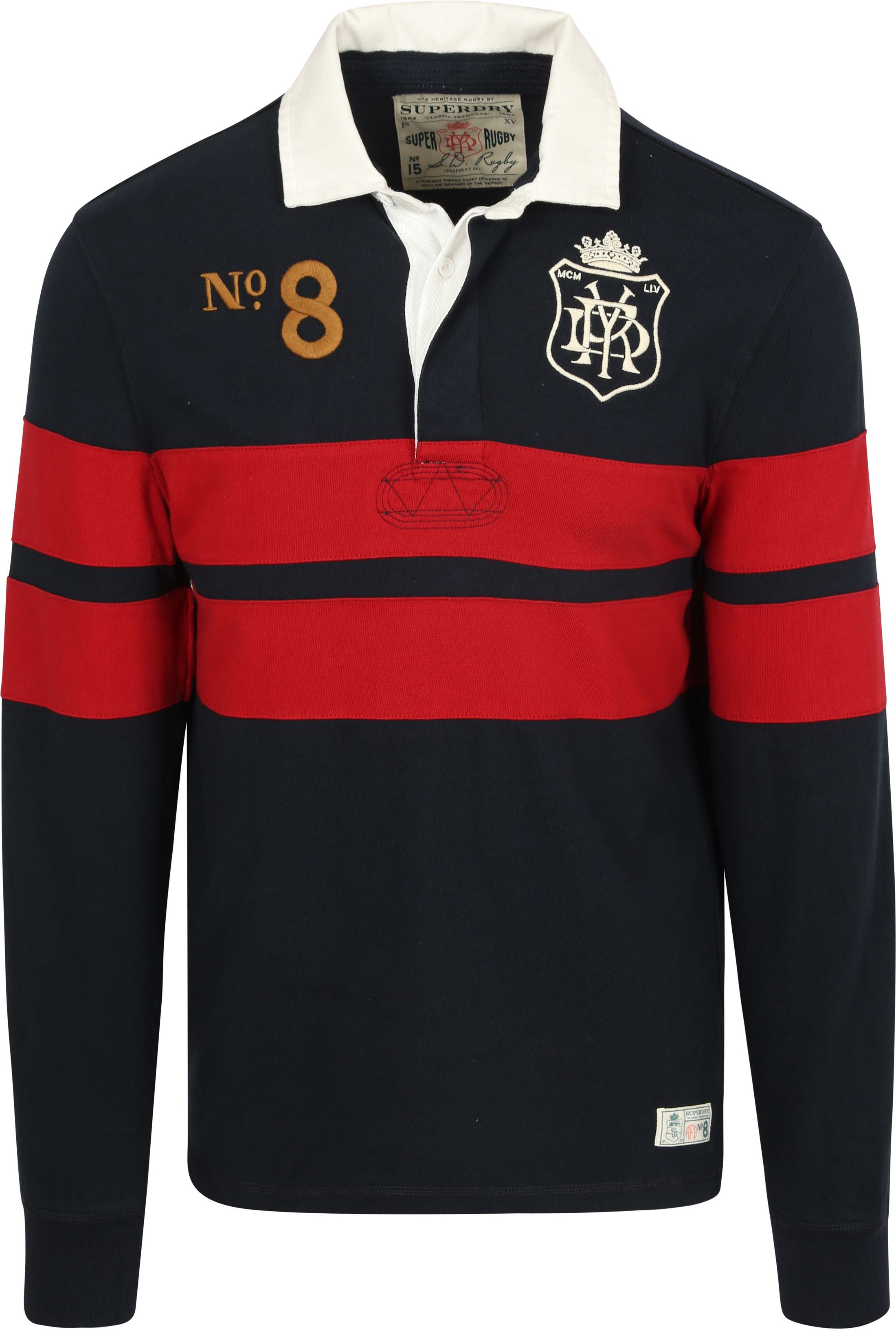 Superdry Rugby Polo Vintage Streep Navy/Rood kopen | Suitable