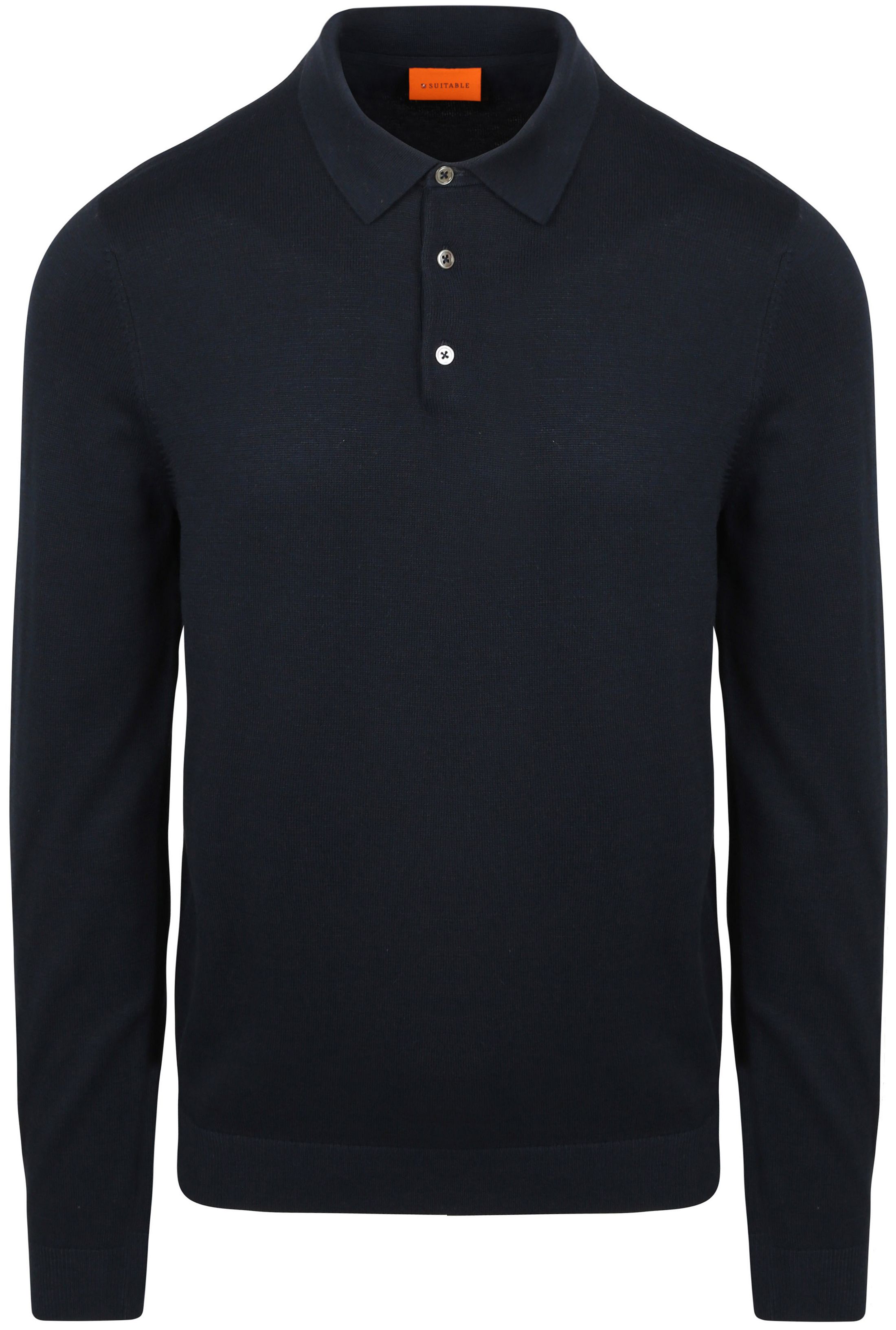 Suitable Longsleeve Polo Shirt Flat Knit Navy PU-POLM-BL-NAVY order online | Suitable