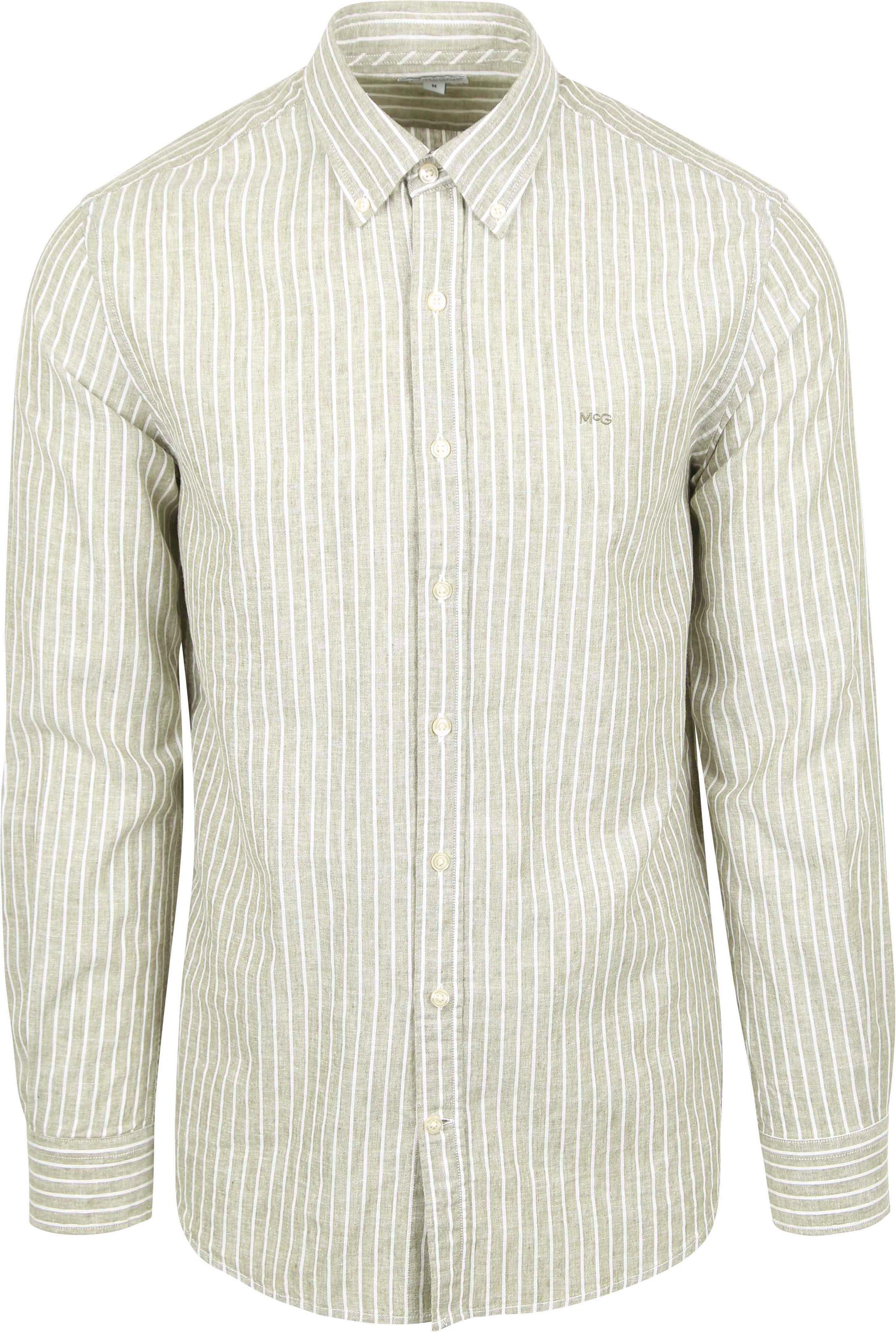 McGregor Skjorte i Linnedblanding Stribet Grøn MM251.6001.11-5100
