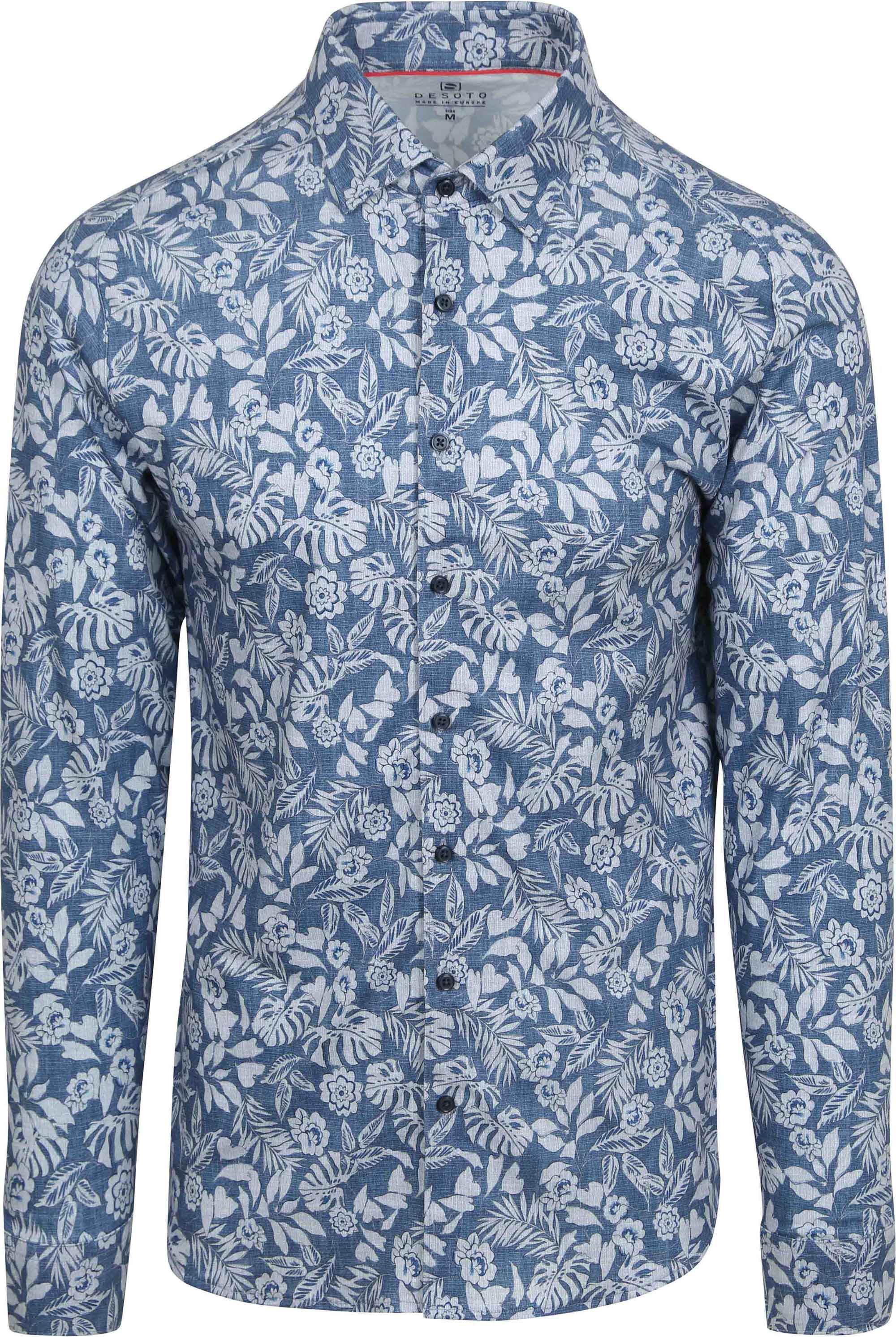 Desoto Skjorte Denimblå Blomstertrykk 81228-3-544 kjøp | Suitable