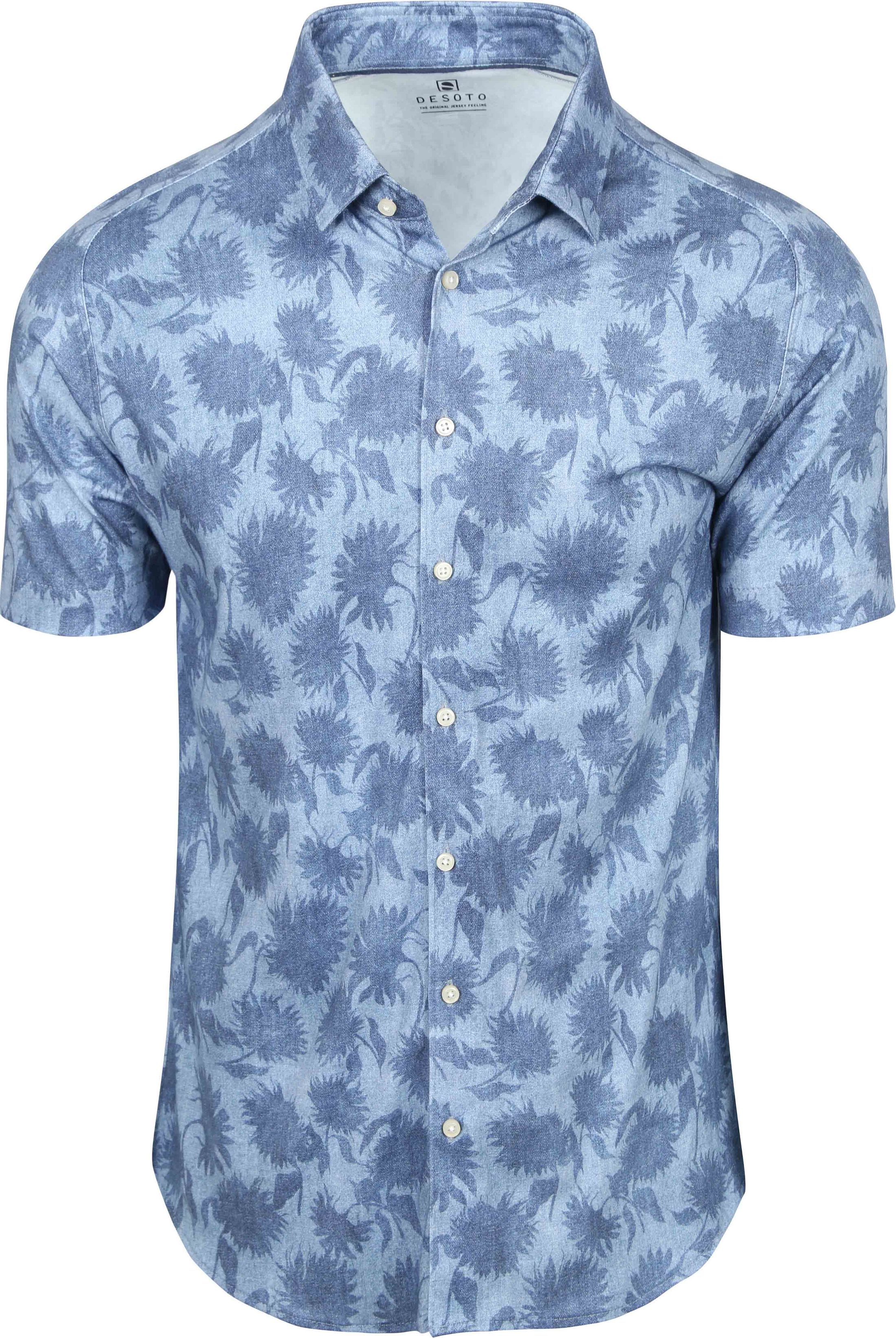 Desoto Short Sleeve Overhemd Print Bleached Denim 92832-3-504 kopen | Suitable
