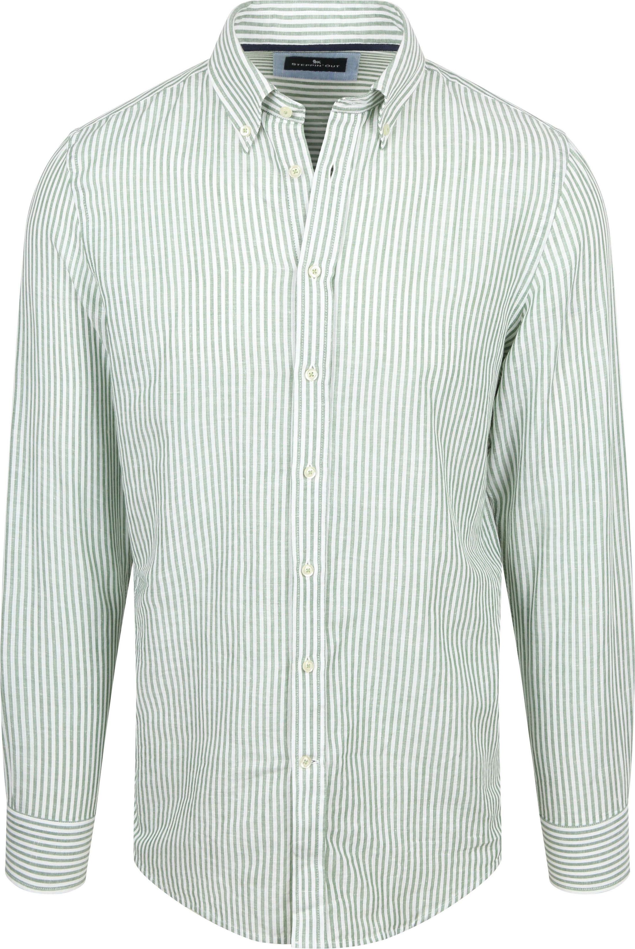 Steppin' Out Skjorte Lin Bomull Stripet Grønn SH-COTLIN-WASHED- 26.05 STR GR kjøp | Suitable