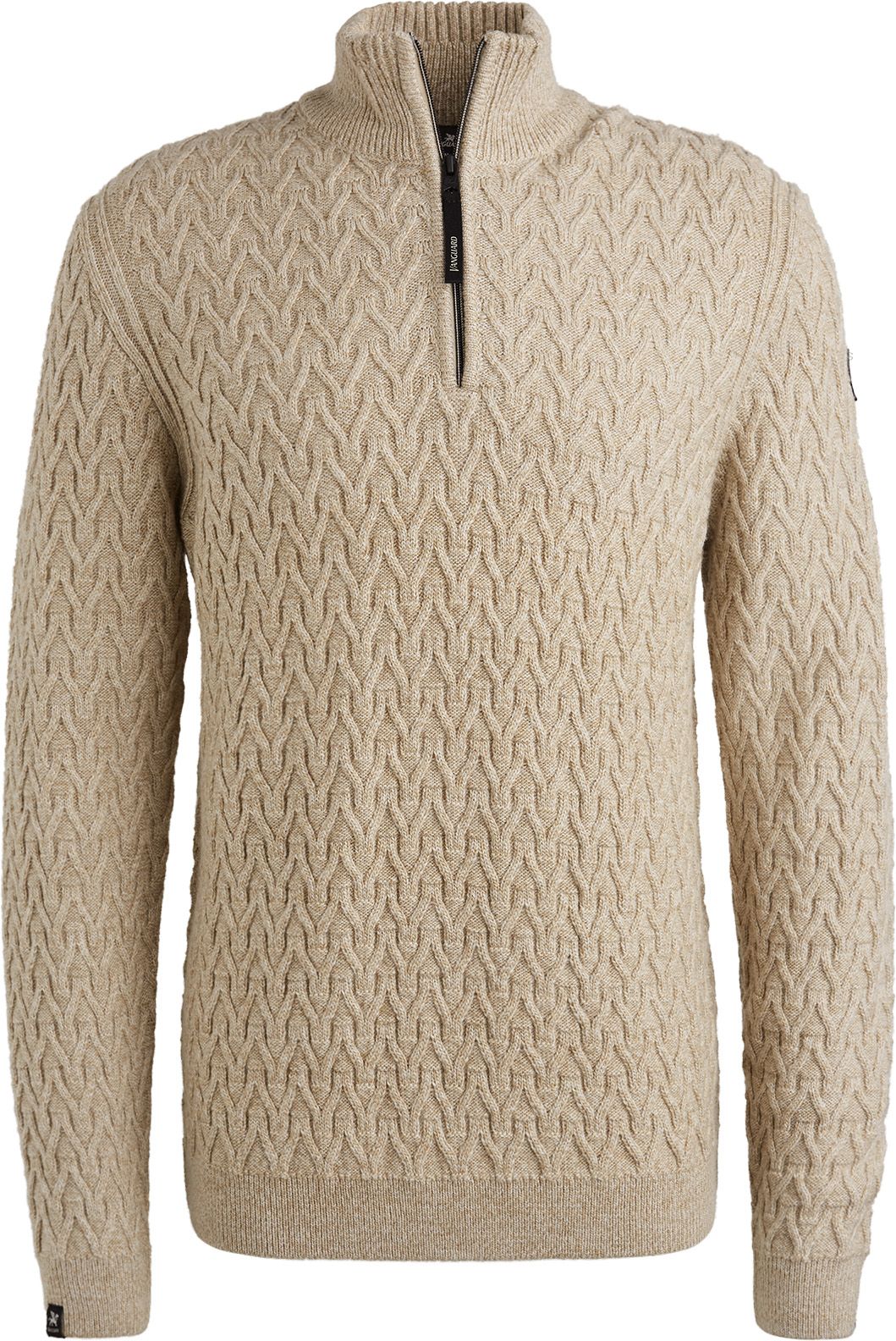 Vanguard Tröja Half Zip i Beige Av Ren Ull VKW2509332-7144