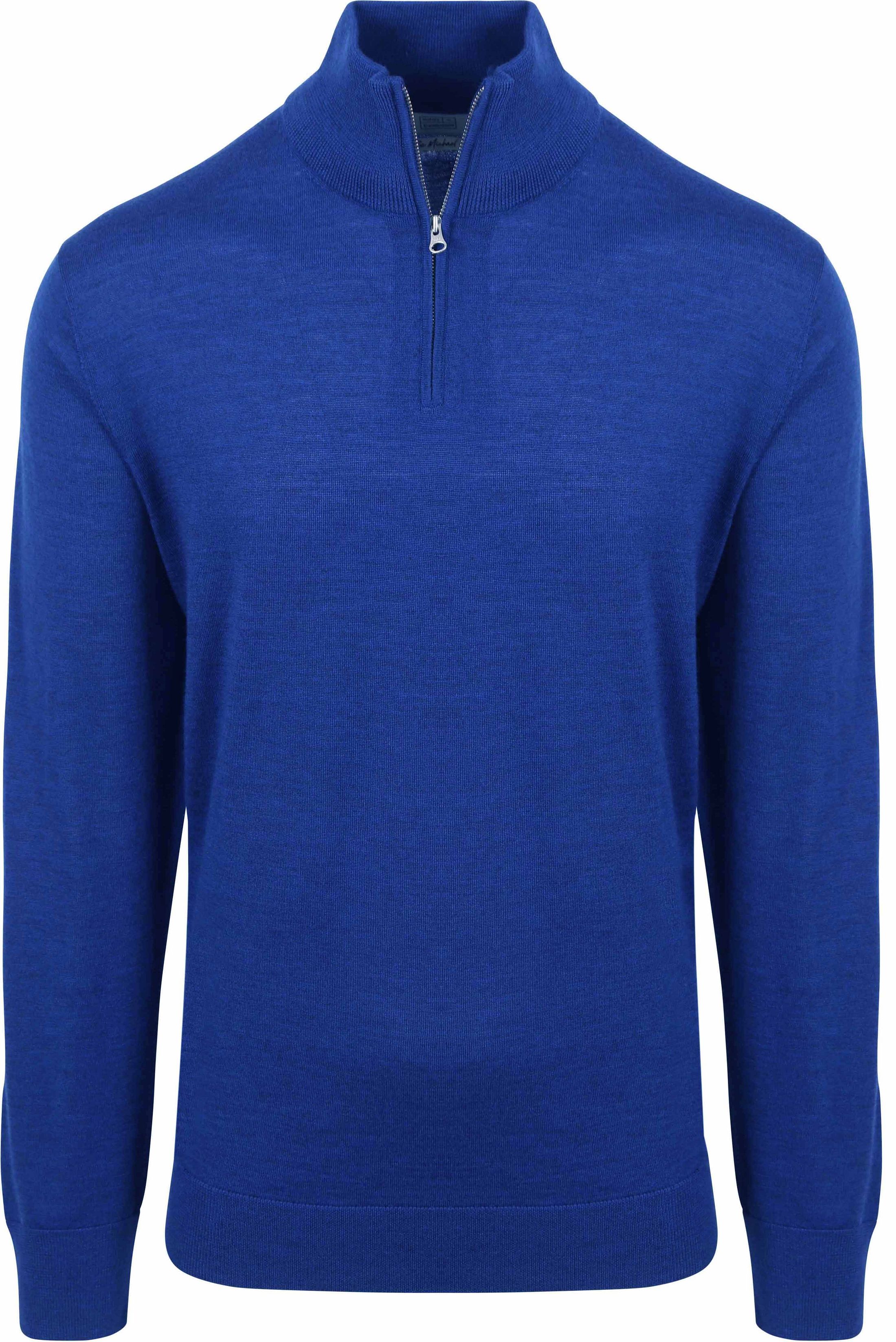 King Essentials The Michael Half Zip Pullover Merino i Kongeblå KM111030003-B046T