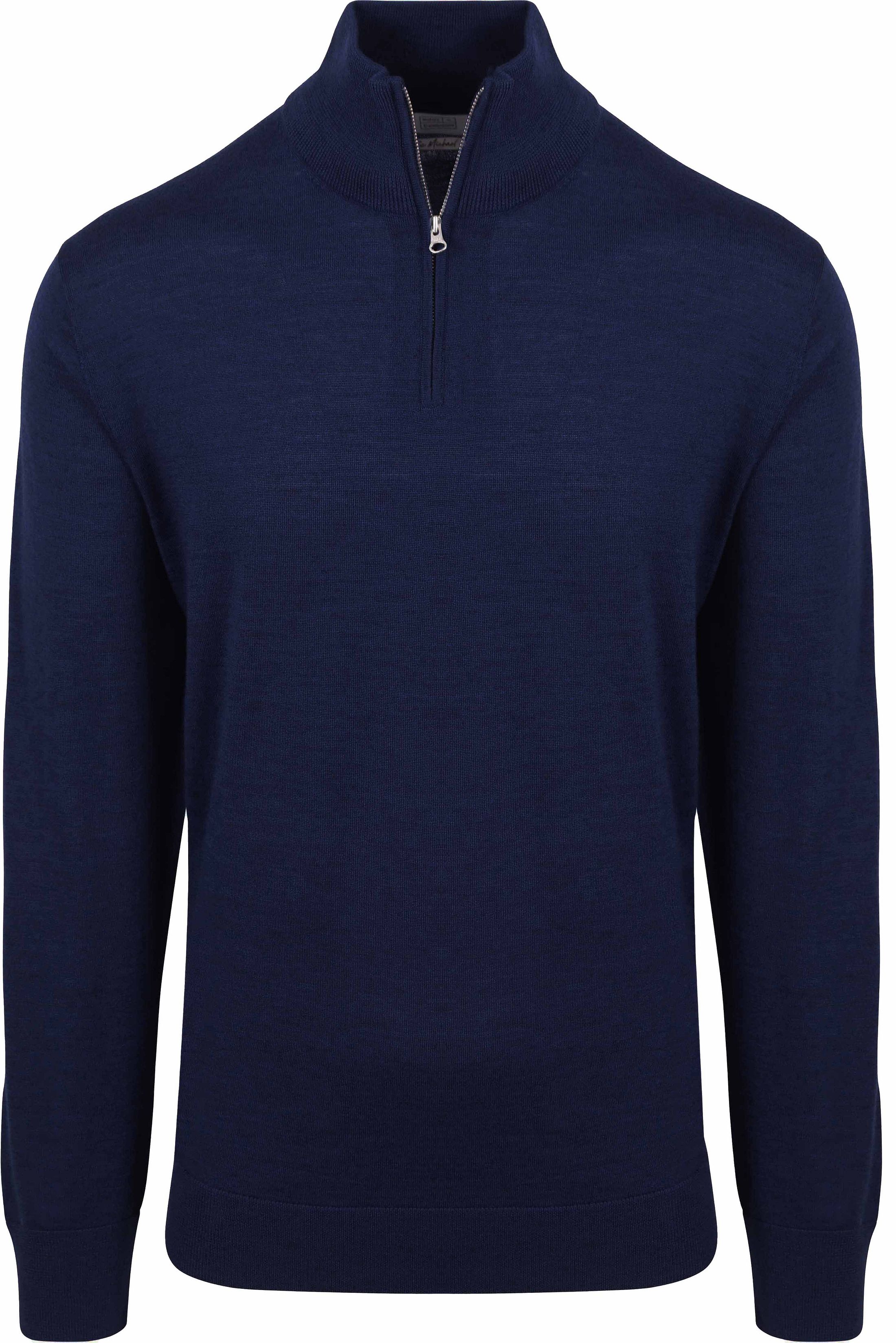 King Essentials The Michael Halv Glidelås Pull Merino Navy KM111030003-B025T