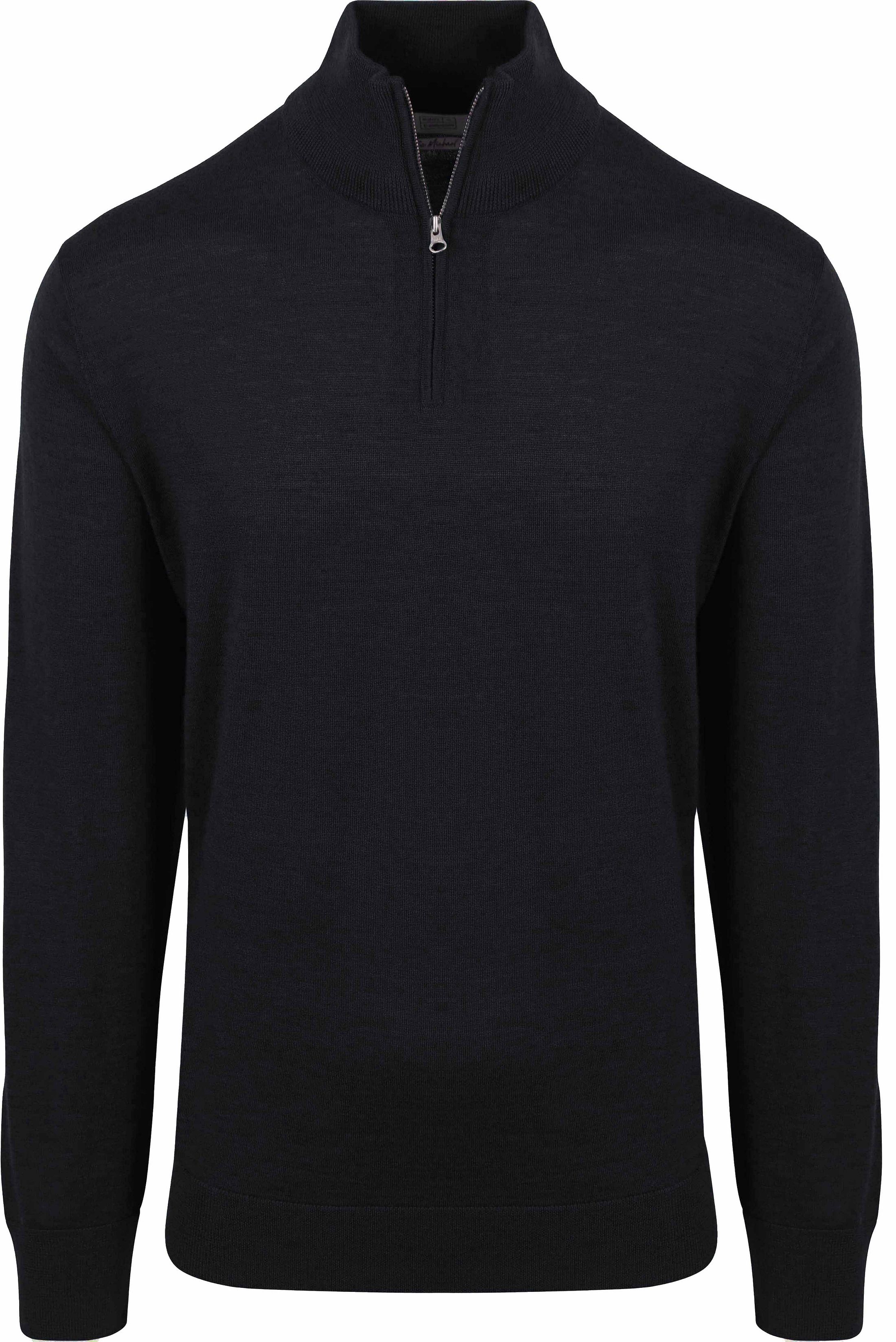 King Essentials The Michael Halv Lynlås Pullover Merino Sort KM111030003-C000T