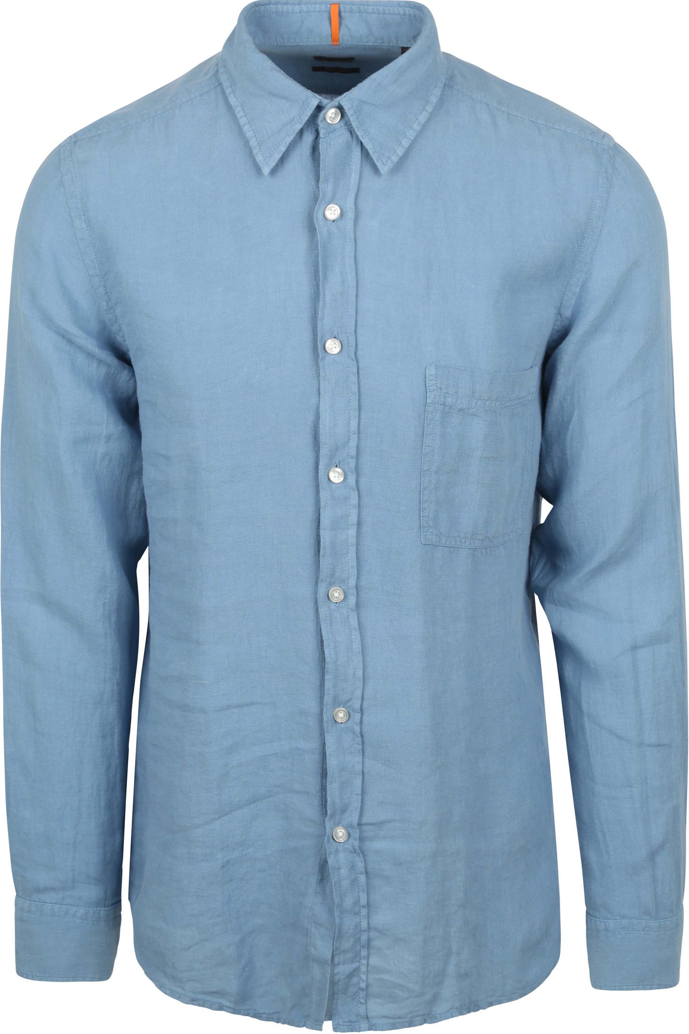 Køb BOSS Relegant Skjorte i Blåt Linned 50537381-462 | Suitable