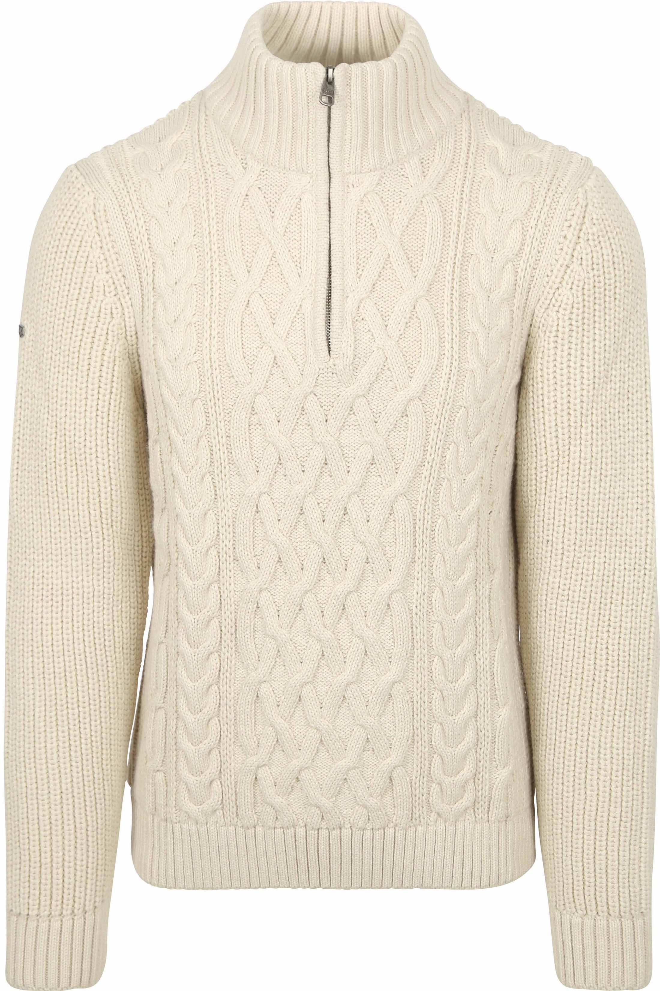 Superdry Halv lynlås-pullover Jacob Cable Ecru M6110698A-39E