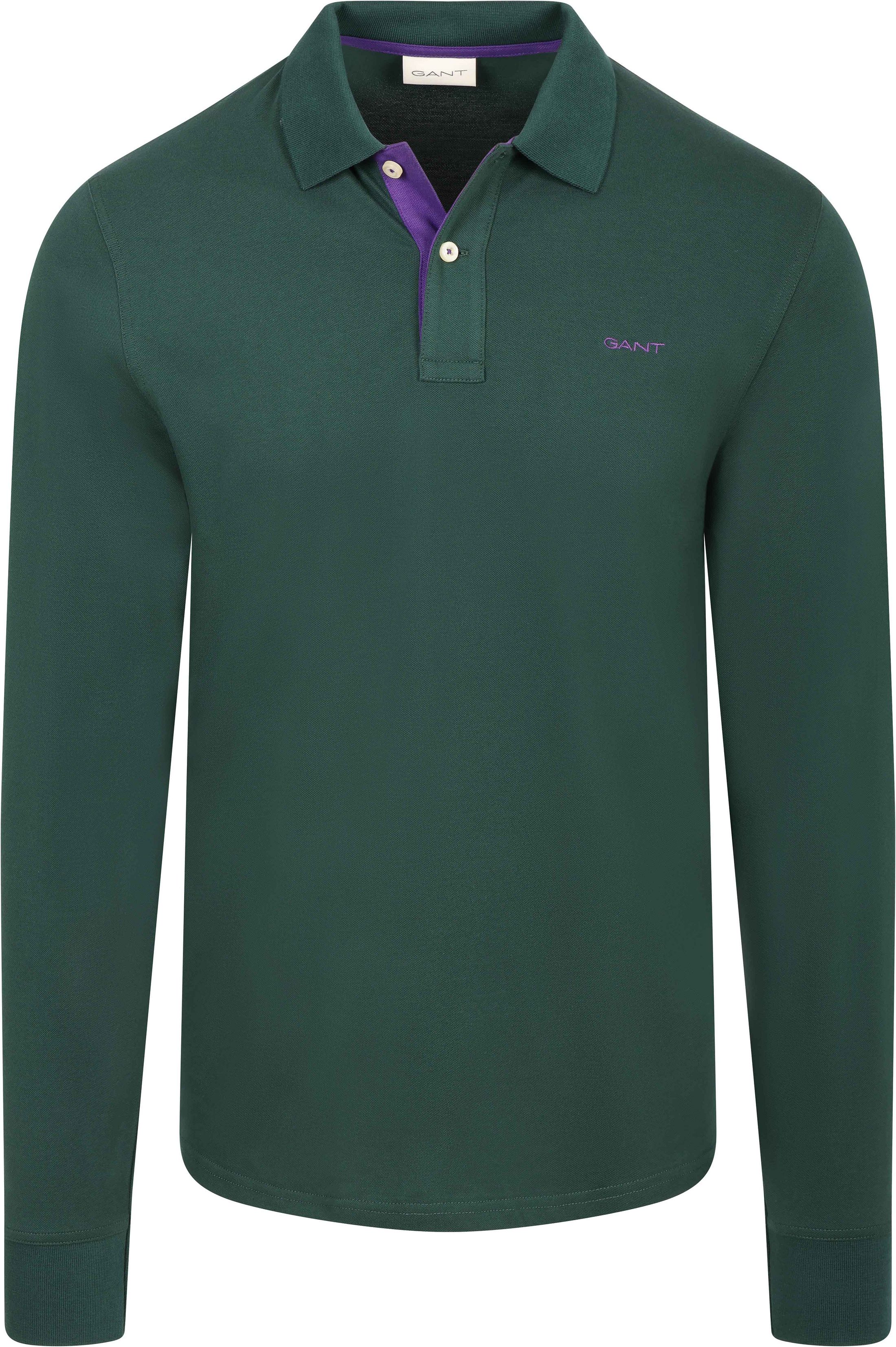 GANT Langermet Poloskjorte Contrast Piqué Tartan Grønn 2065004-374