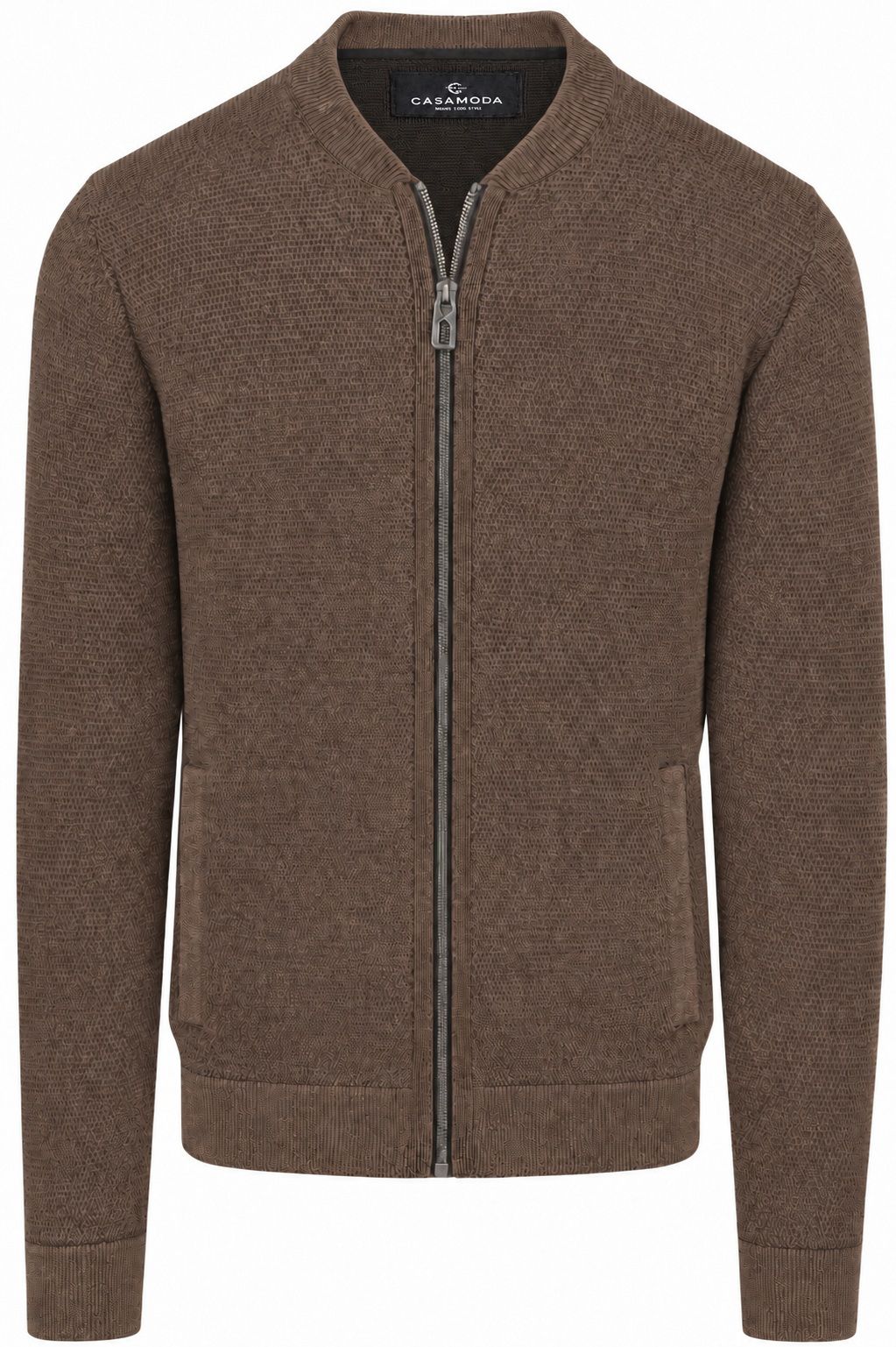 Køb CASAMODA Cardigan Zip Structure Brun 454479100-677 | Suitable
