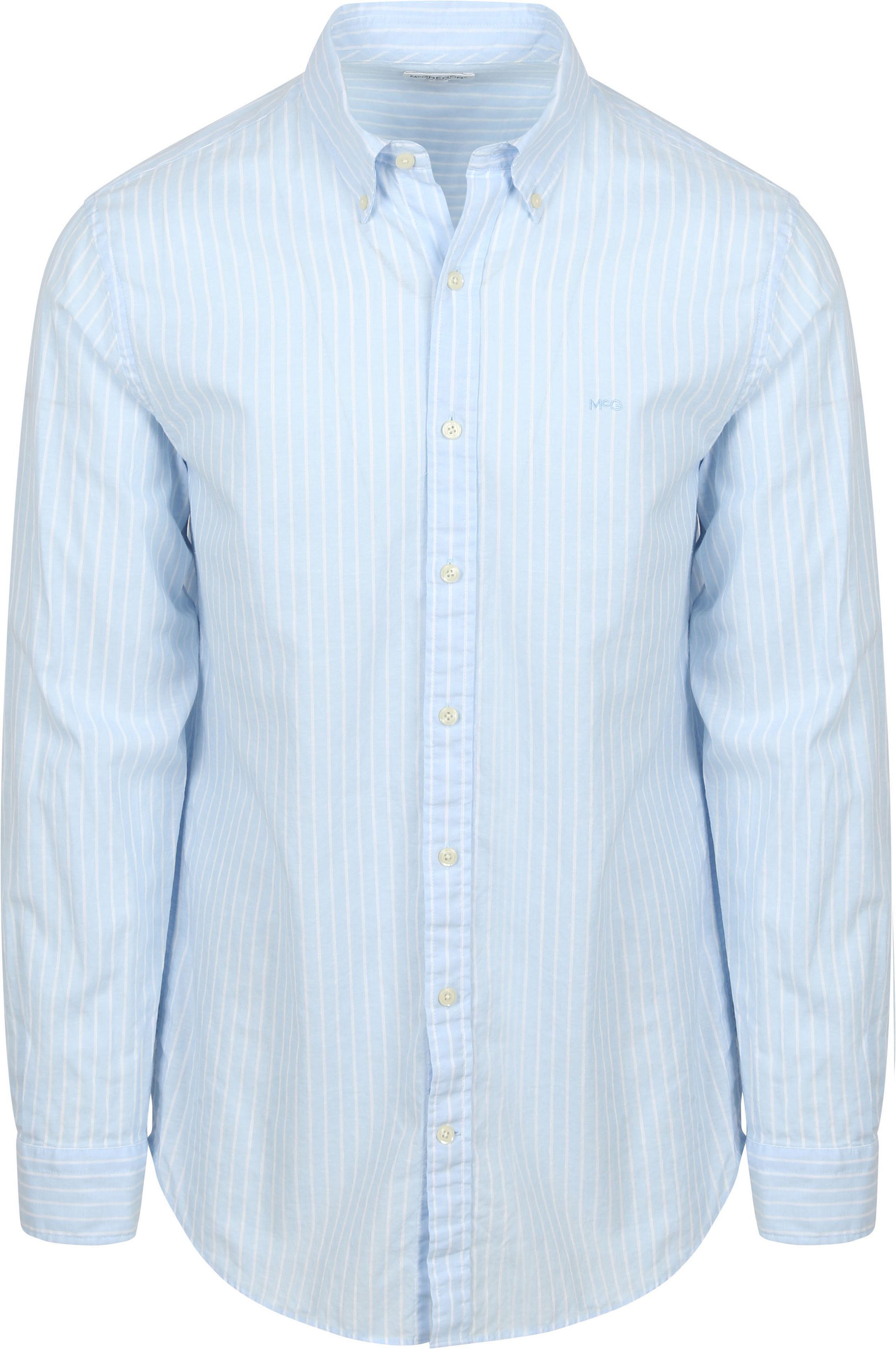 McGregor Skjorta Cotton Linen Stripes Ljusblå