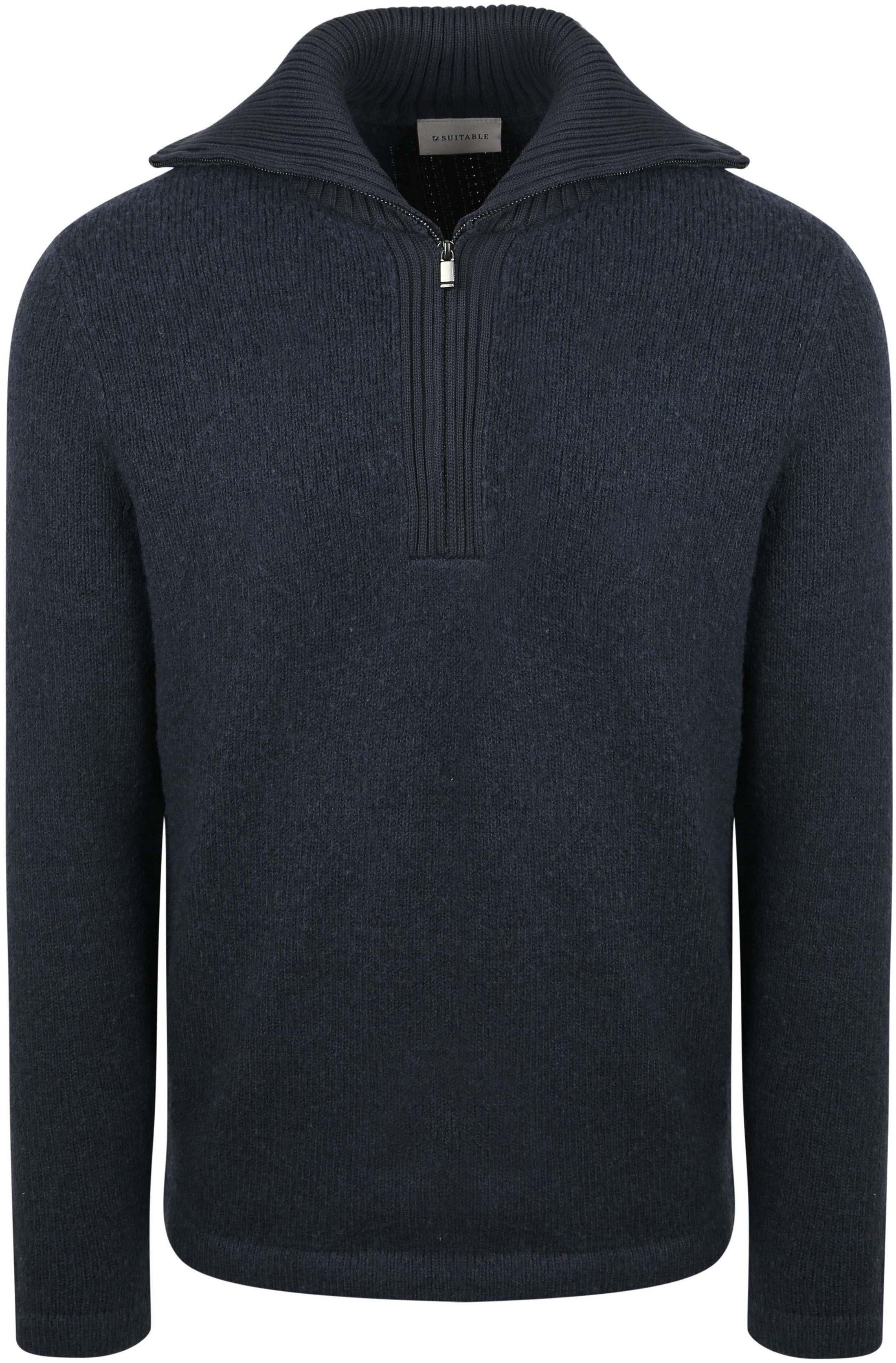 Køb Suitable Deep Lynlås Pullover Kogt Uld Marineblå PU-BOIW-DZ-25.01 FCD Mid Blue 37404 | Suitable