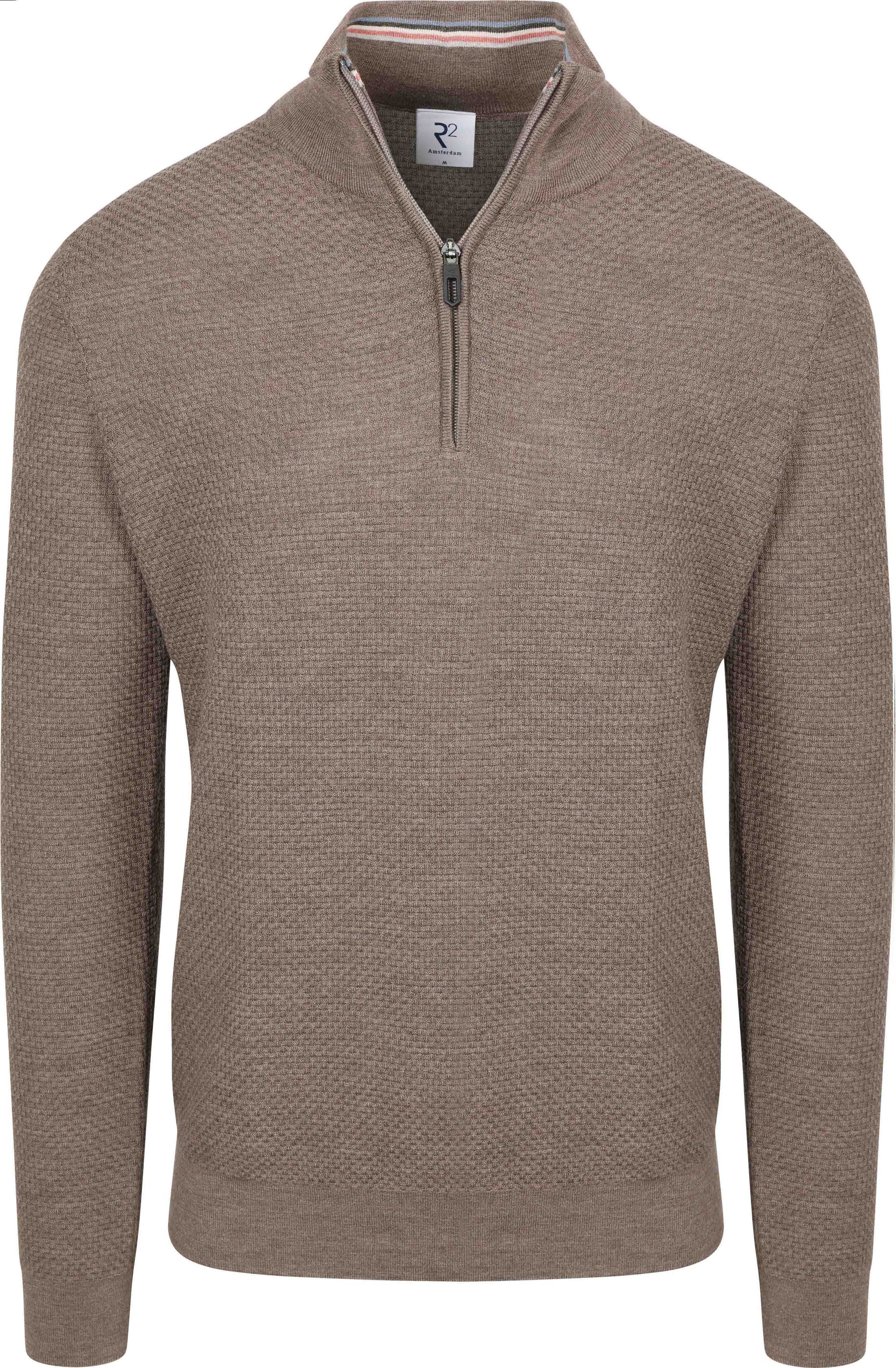 R2 Pullover Half Zip Structured Taupe 134.ZIP.001-042 commander en ligne | Suitable