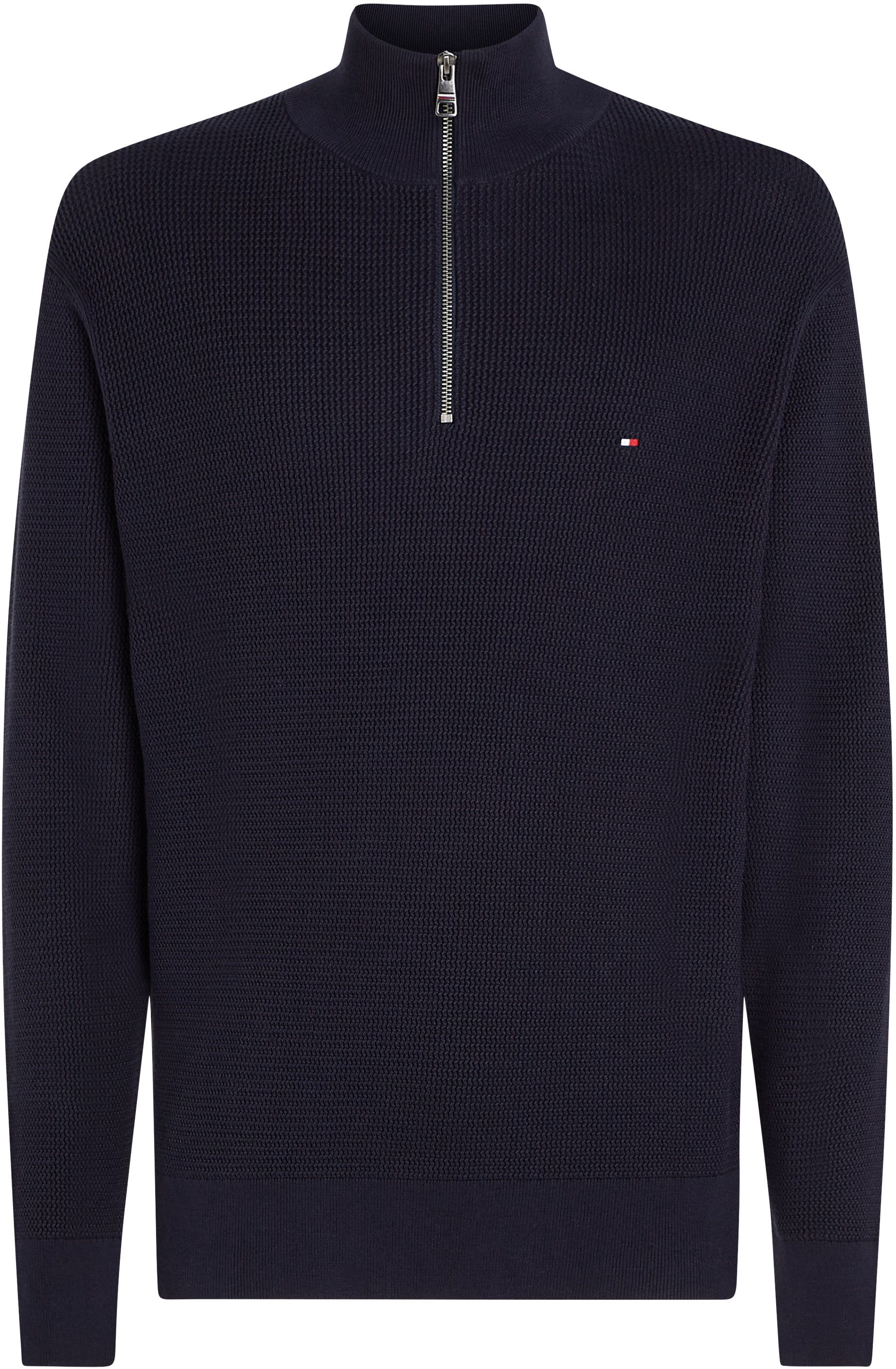 Tommy Hilfiger Rackande Half-Zip i Marinblå Struktur MW0MW38601-DW5