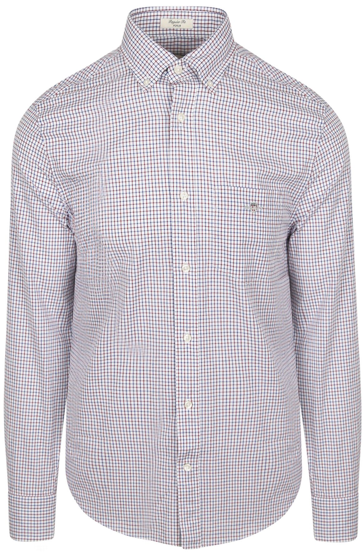 Gant Casual Overhemd Poplin Ruit Blauw Rood 3250214-604 kopen | Suitable