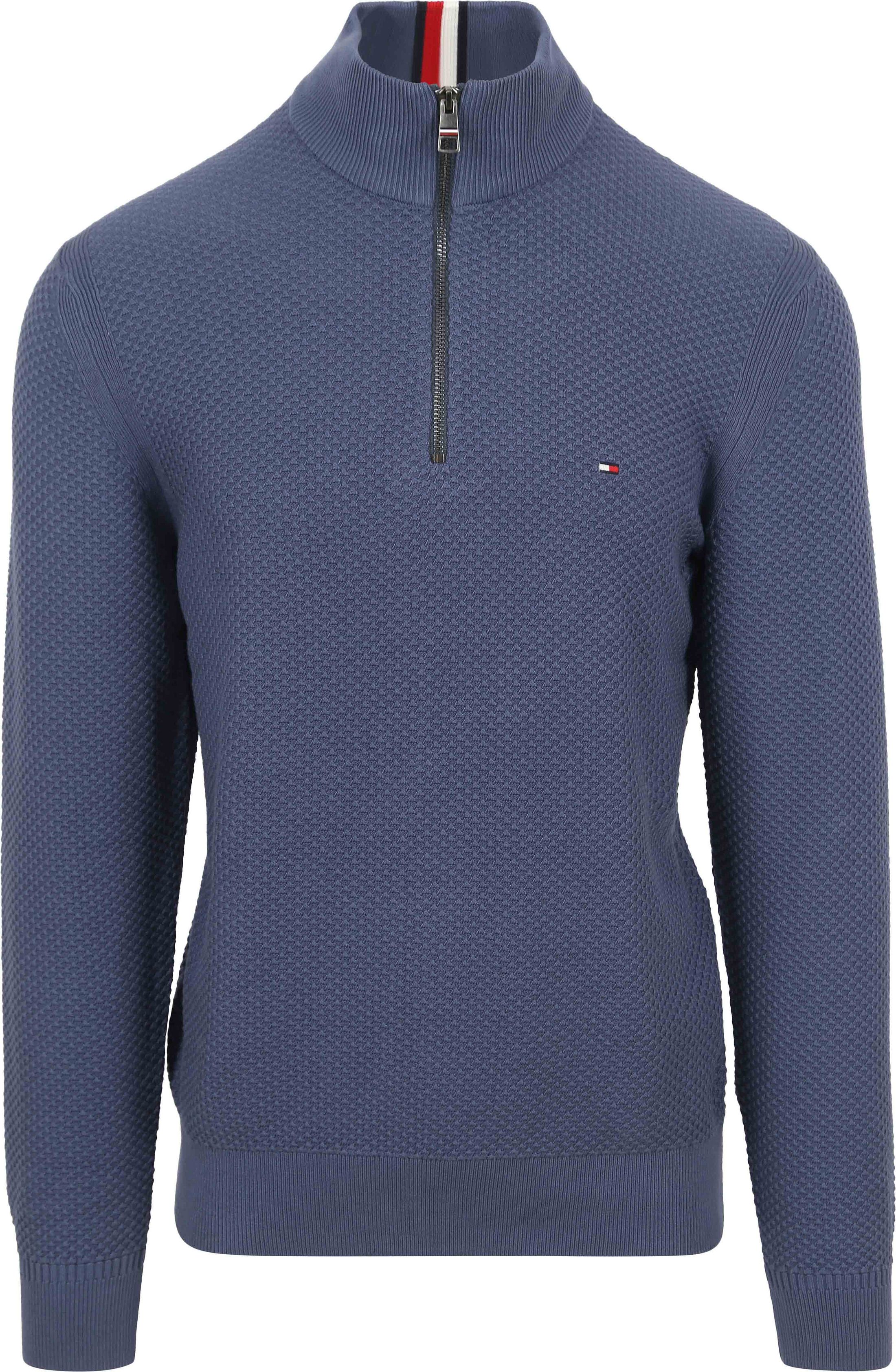Tommy Hilfiger Halvveis Zip Genser med Struktur Blå MW0MW34690-C9T