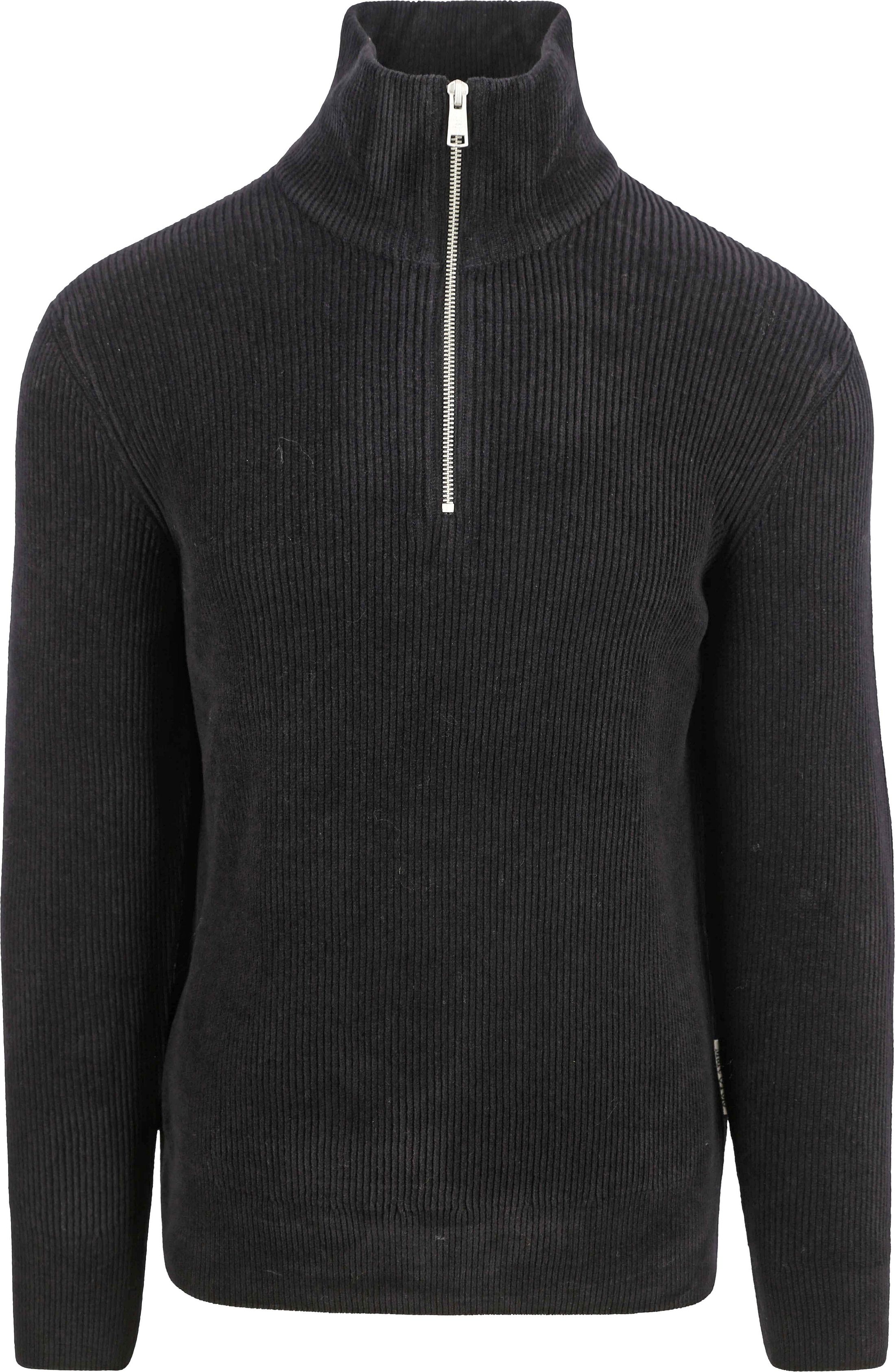 Marc O'Polo Half Zip Trui Corduroy Zwart 330506260374-990 kopen | Suitable