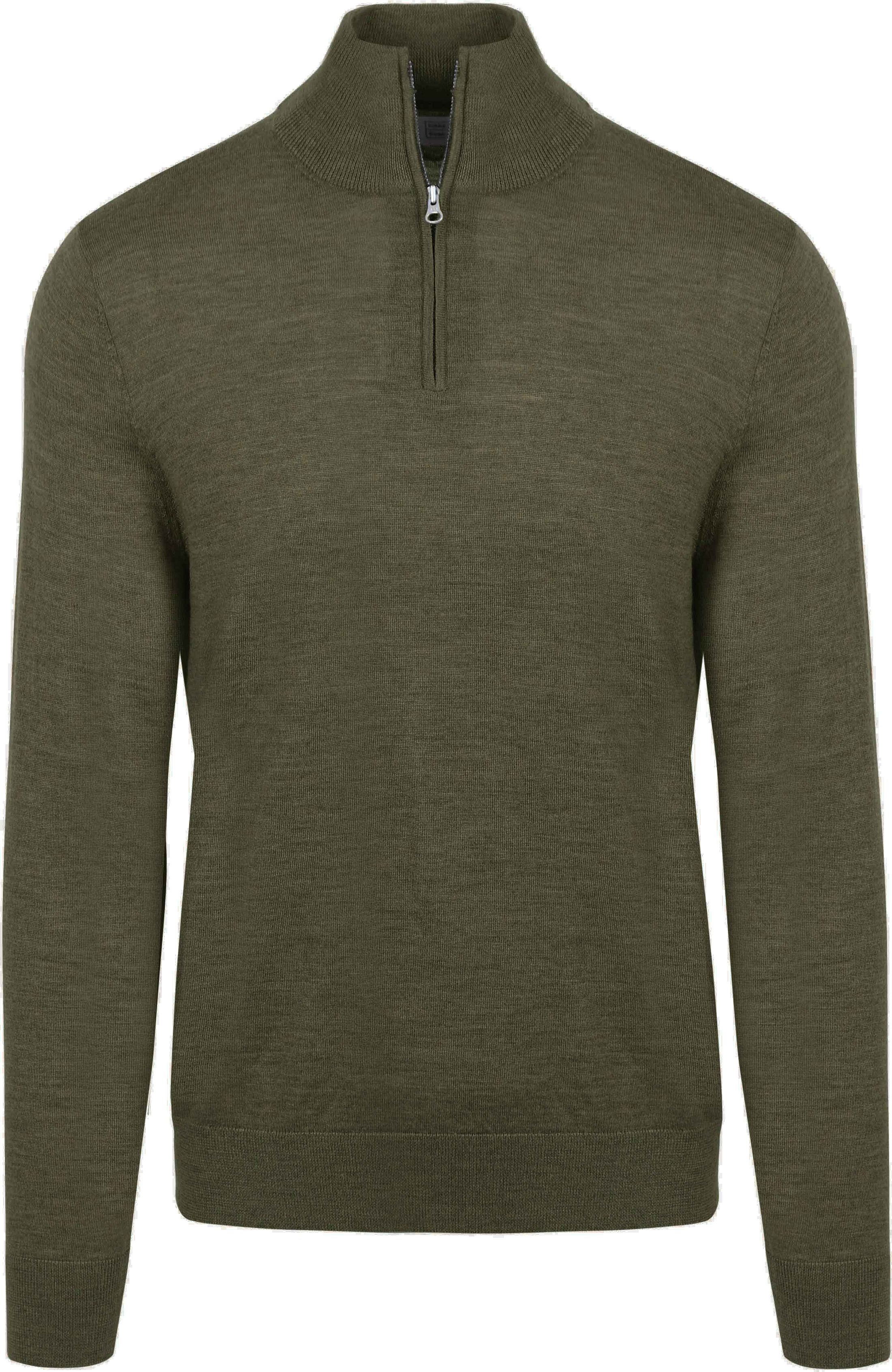 King Essentials The Michael Halv Zip Trøje Army Merino Grøn KM111030003-G010T