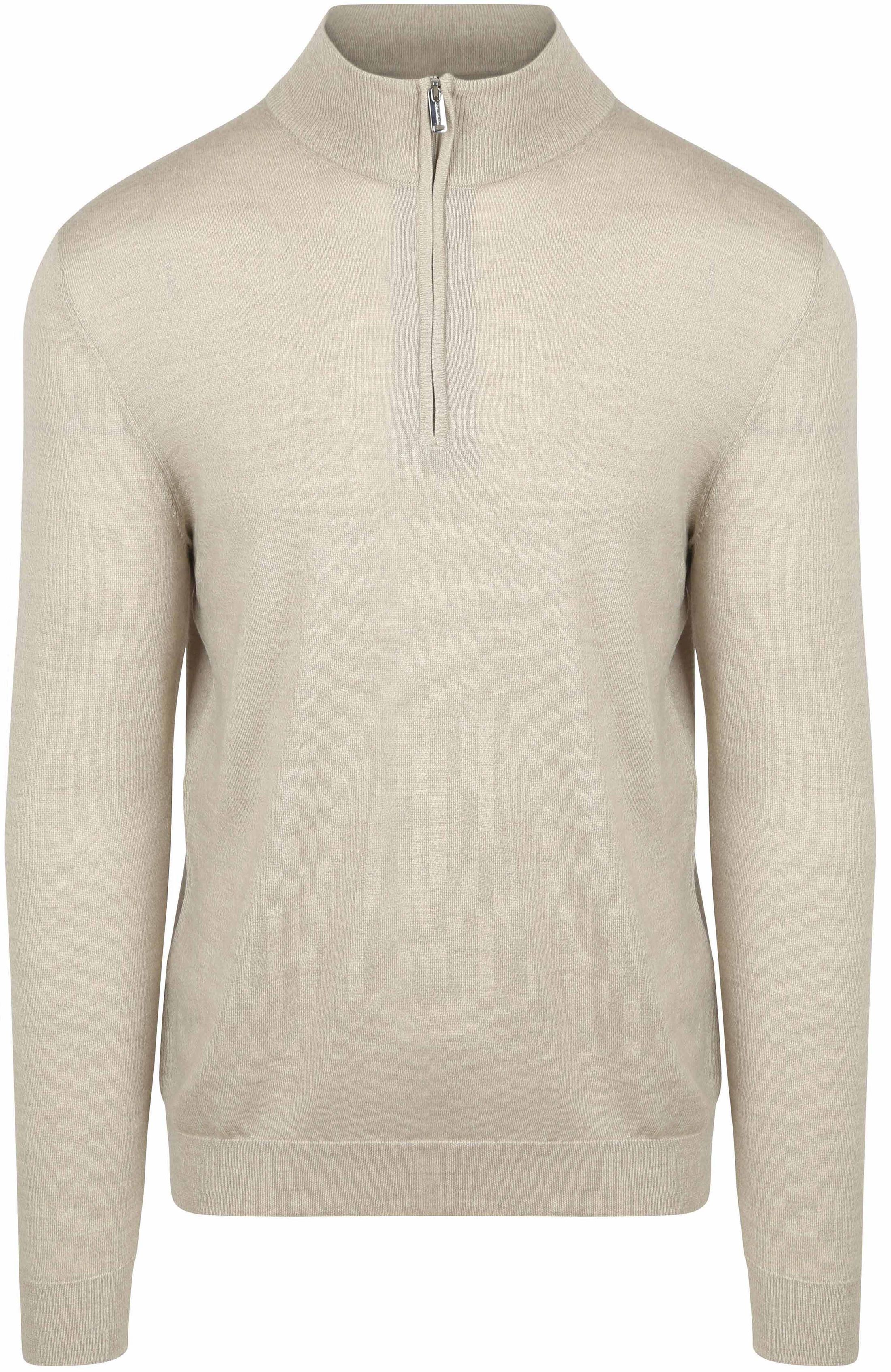 Køb Profuomo Half Zip Trøje Merinould Beige PP2J00012D-F | Suitable