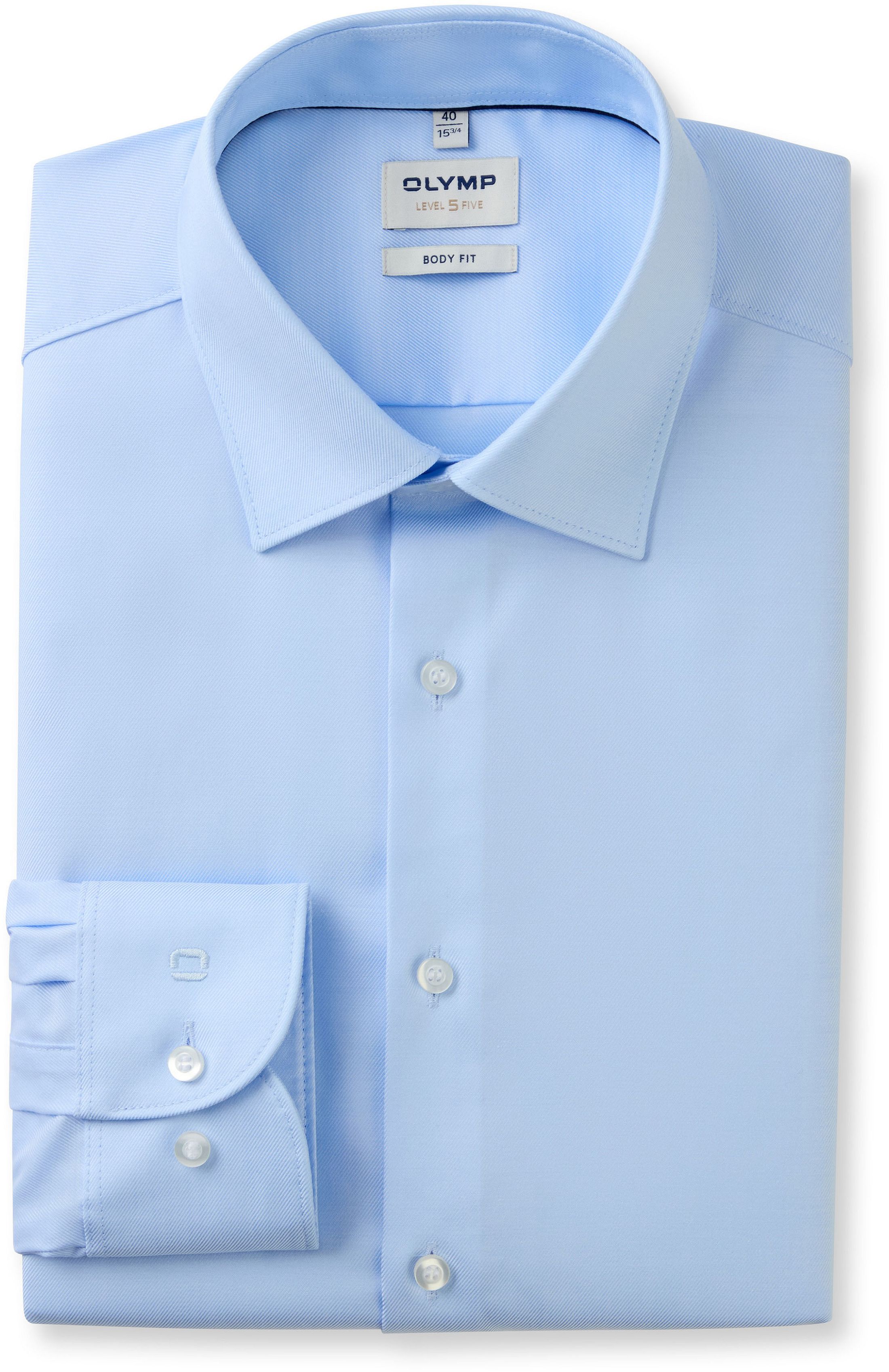 OLYMP Level Five Skjorte Ekstra Lange Ærmer Twill Lyseblå 076369-12