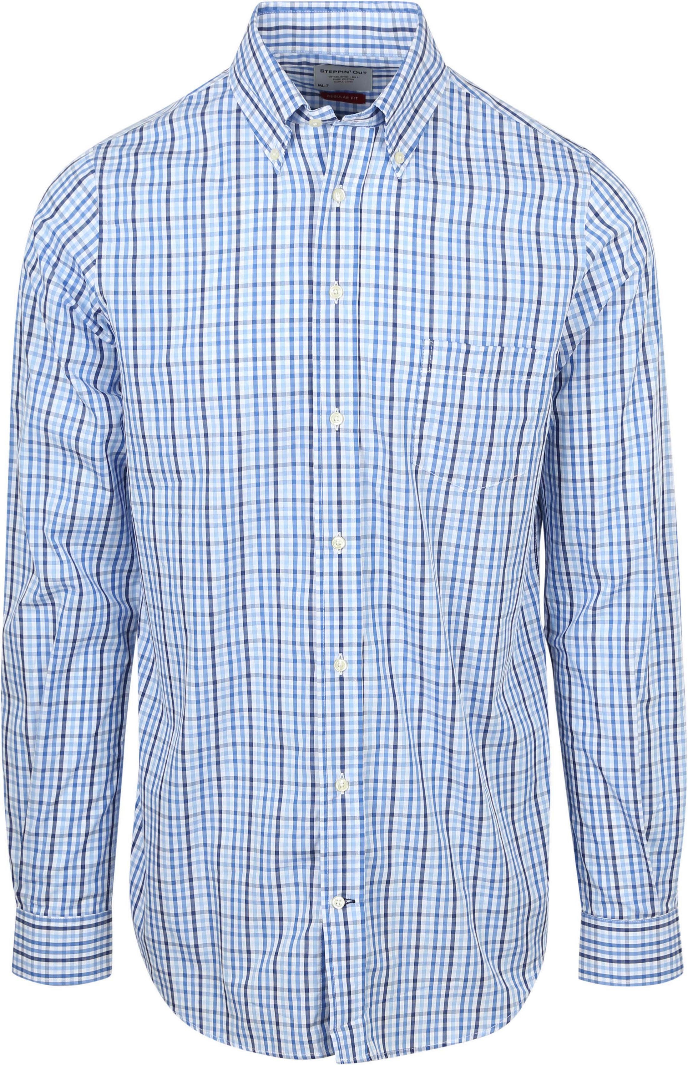 Steppin' Out Extra Lange Mouwen Overhemd Ruit Blauw kopen | Suitable